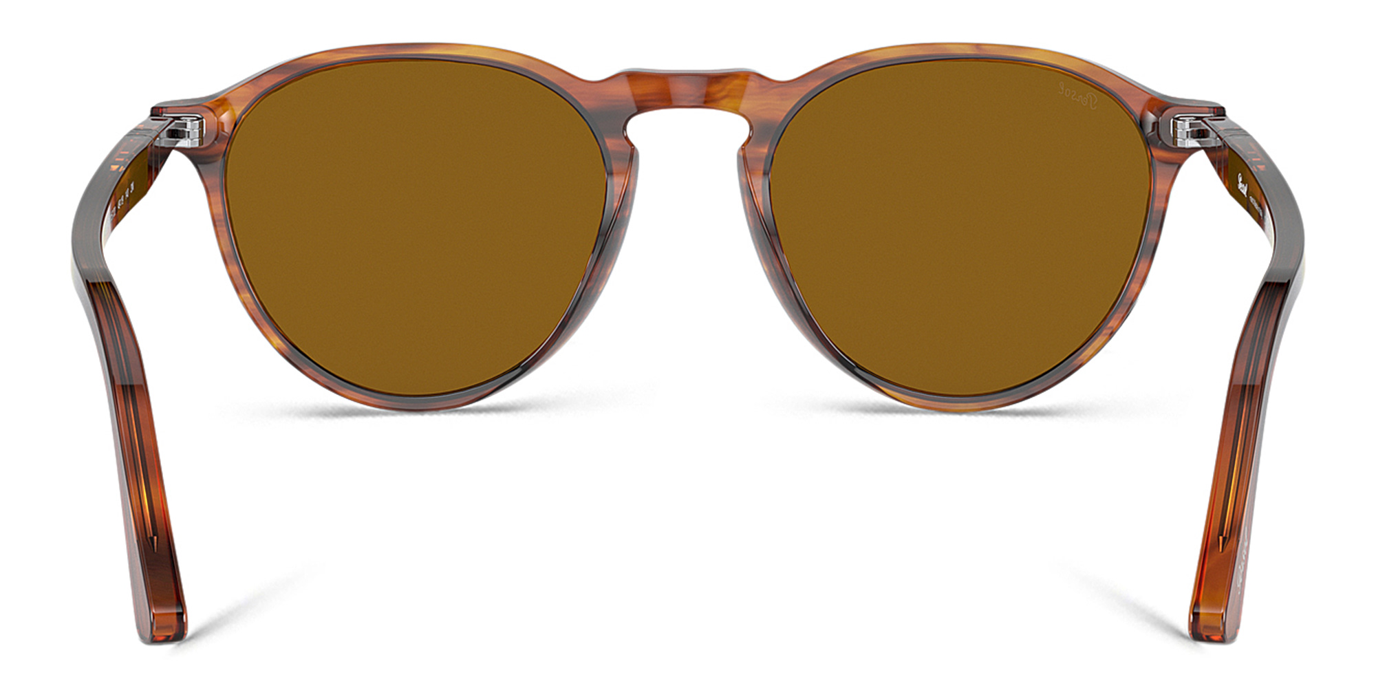 PERSOL Unisex Round Sunglasses in Striped Red – Product Photo 4