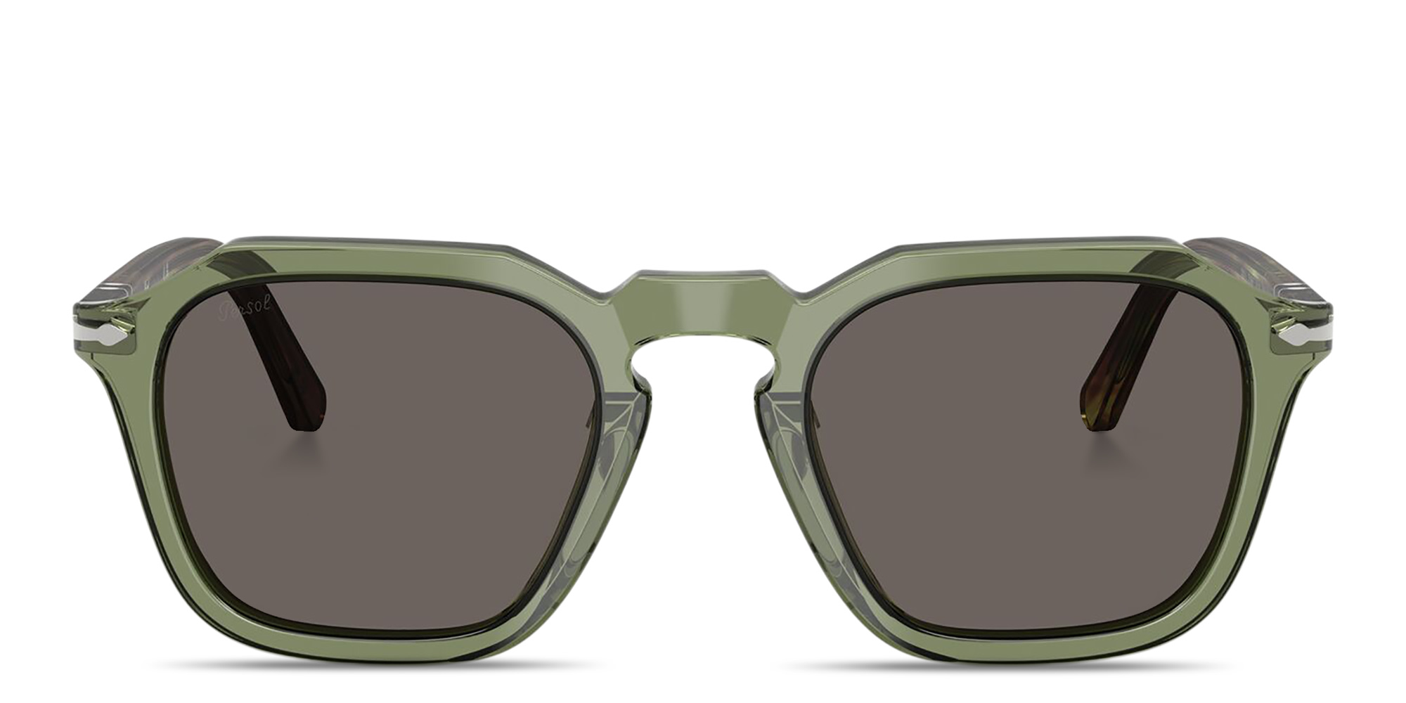 Shop PERSOL Arrow Unisex Square Sunglasses in Transparent Green online.