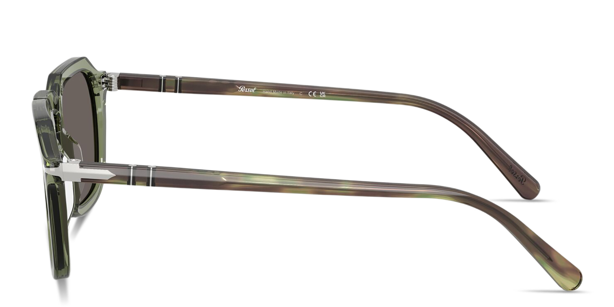 Shop PERSOL Arrow Unisex Square Sunglasses in Transparent Green online.