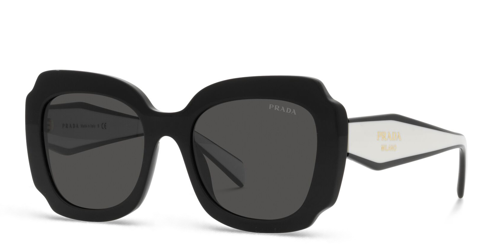 PRADA Irregular Sunglasses in Black & White – Product Photo 2