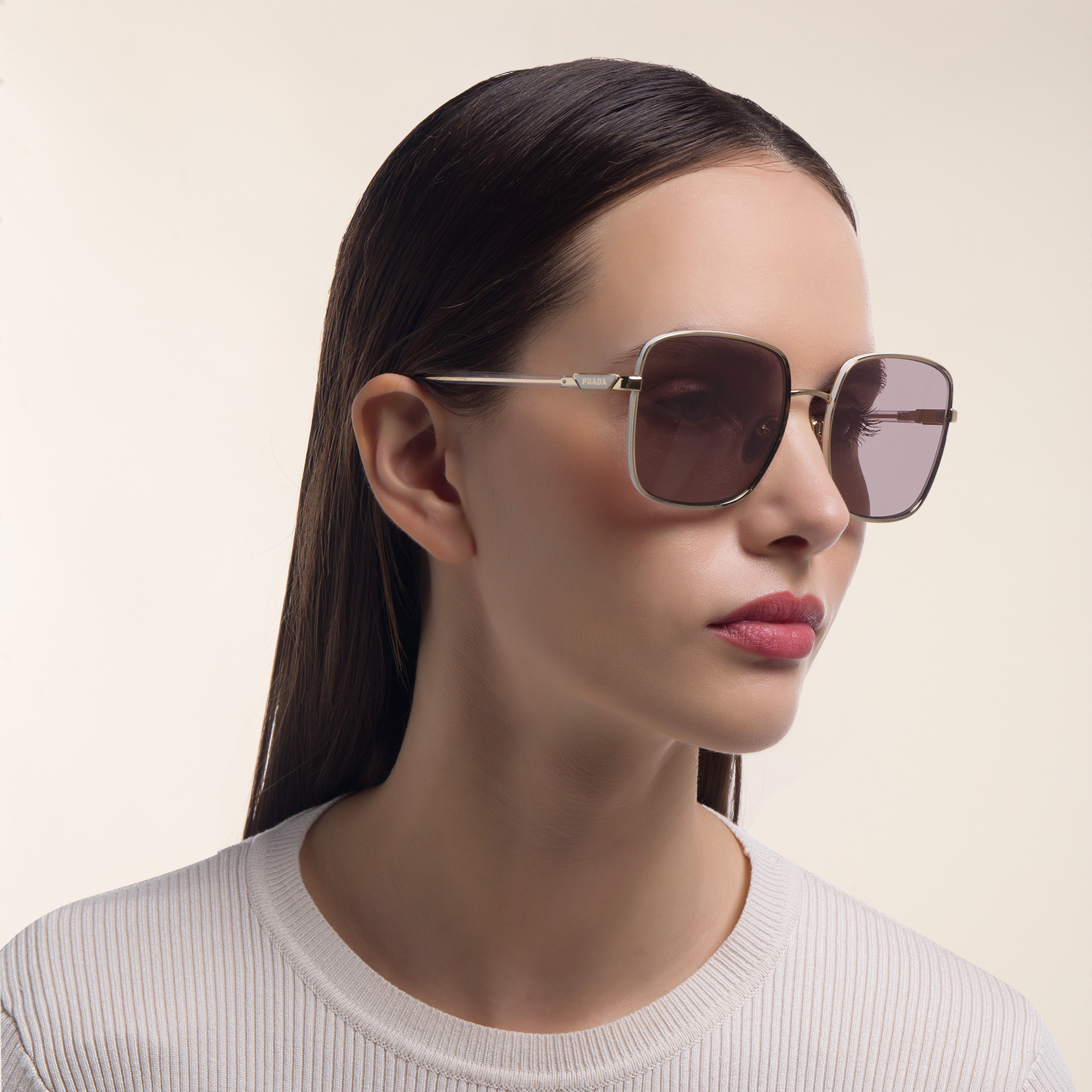 PRADA Oversized Square Sunglasses in Pale Gold – Product Photo 6