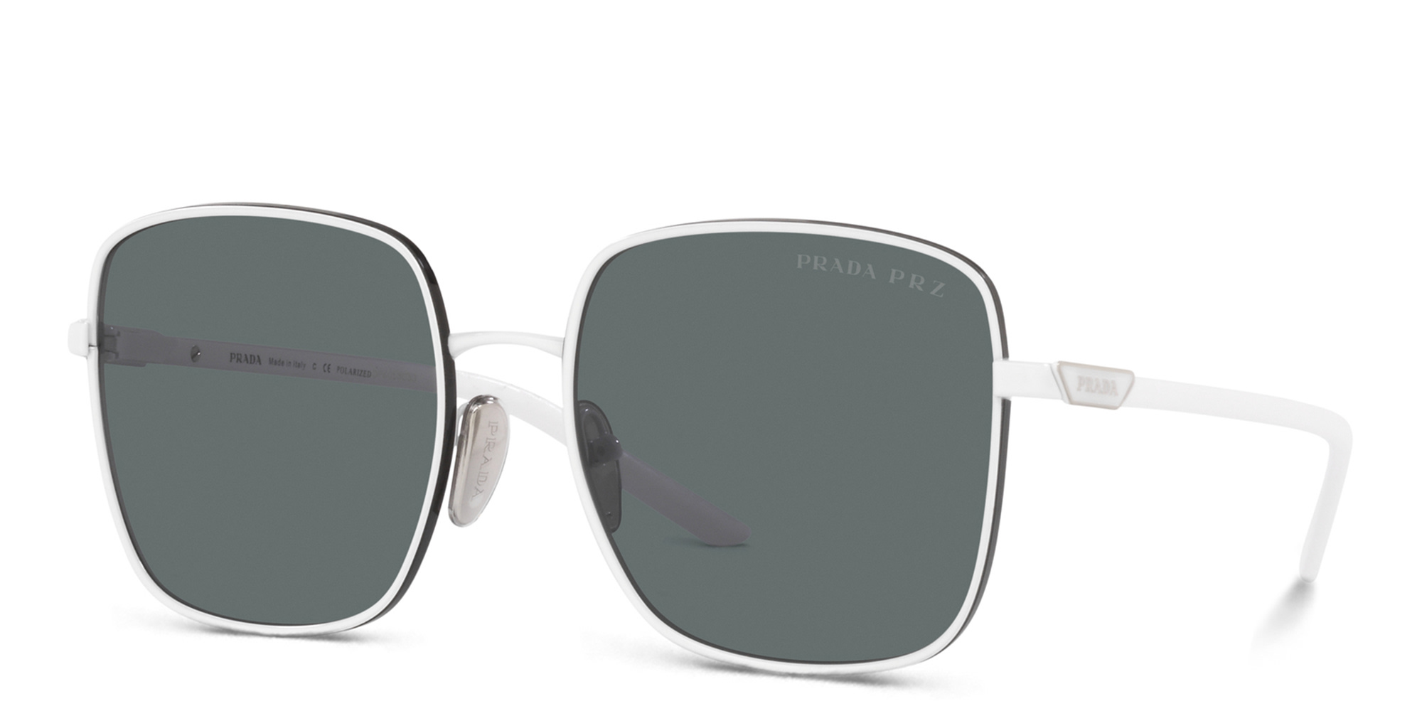 PRADA Oversized Square Sunglasses in White – Product Photo 2