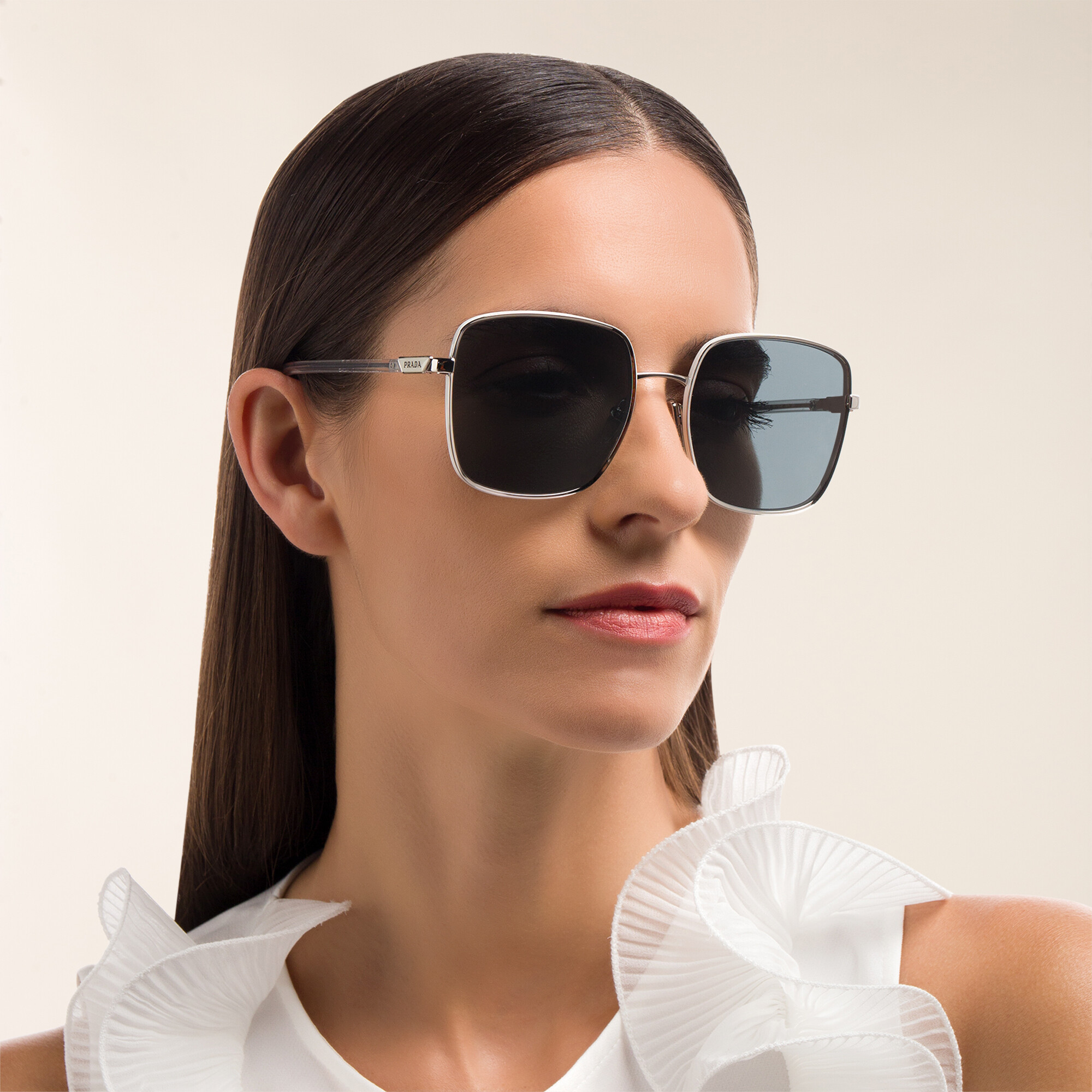 PRADA Oversized Square Sunglasses in Silver – Product Photo 5