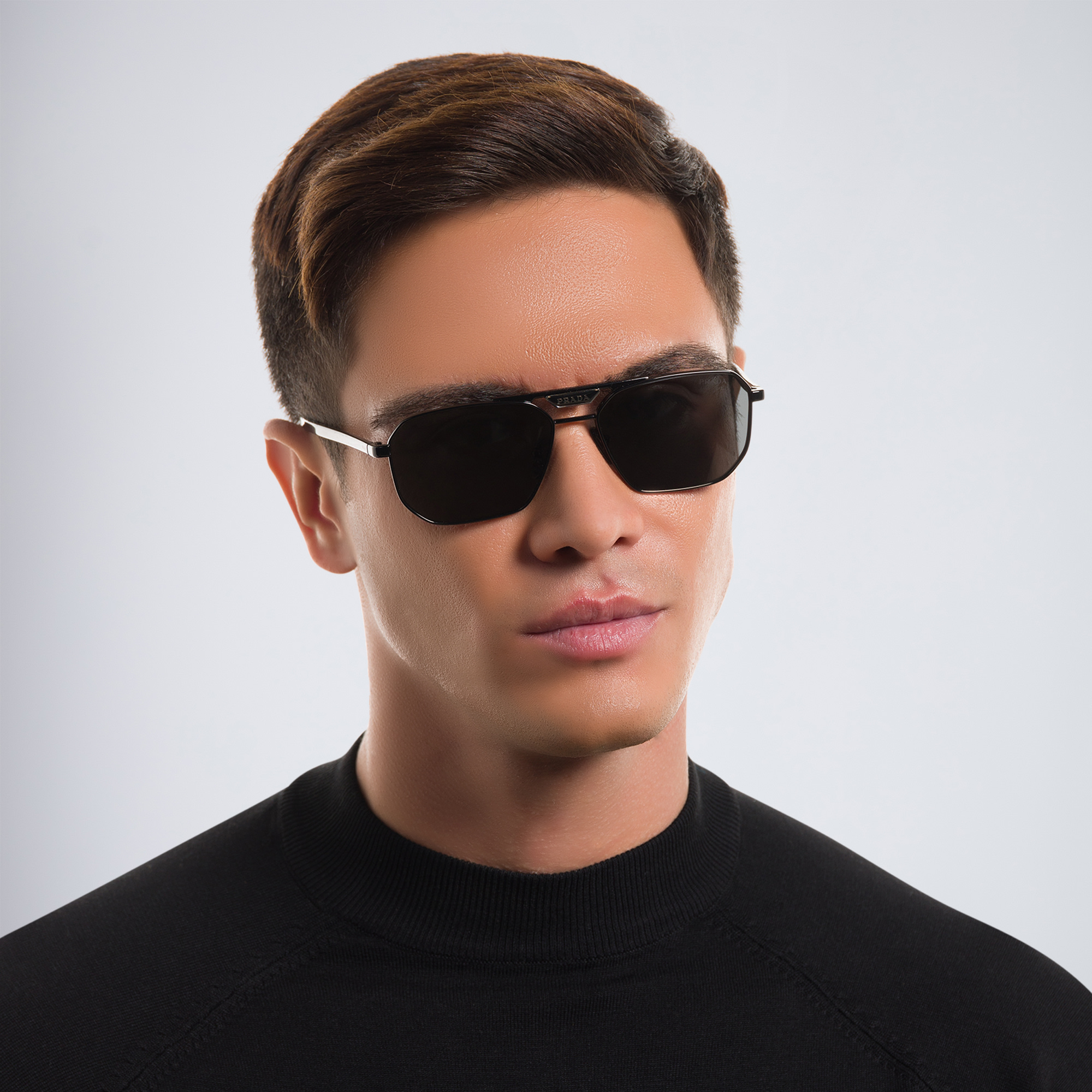 PRADA Rectangle Sunglasses in Black – Product Photo 5