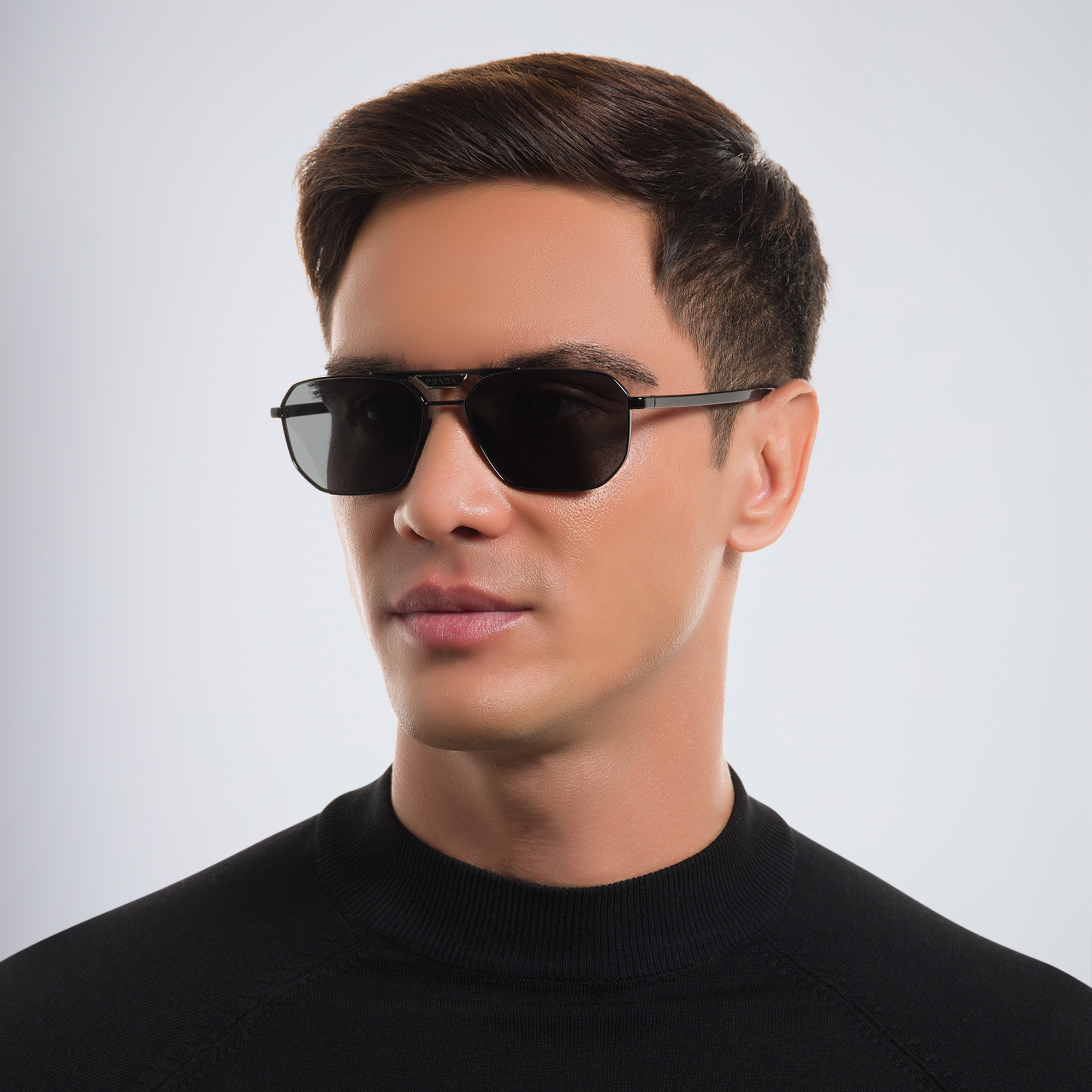 PRADA Rectangle Sunglasses in Black – Product Photo 6