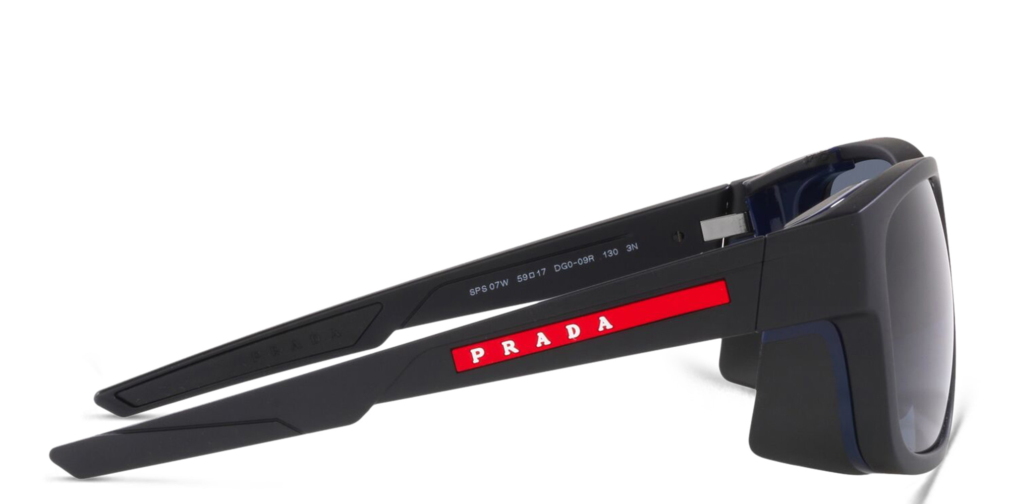 Shop Prada Linea Rossa Pillow Sunglasses in Black Rubber online.