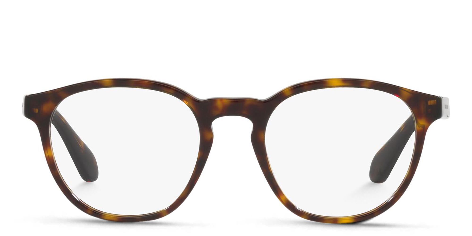 Shop GIORGIO ARMANI Round Eyeglasses in Shiny Havana online.
