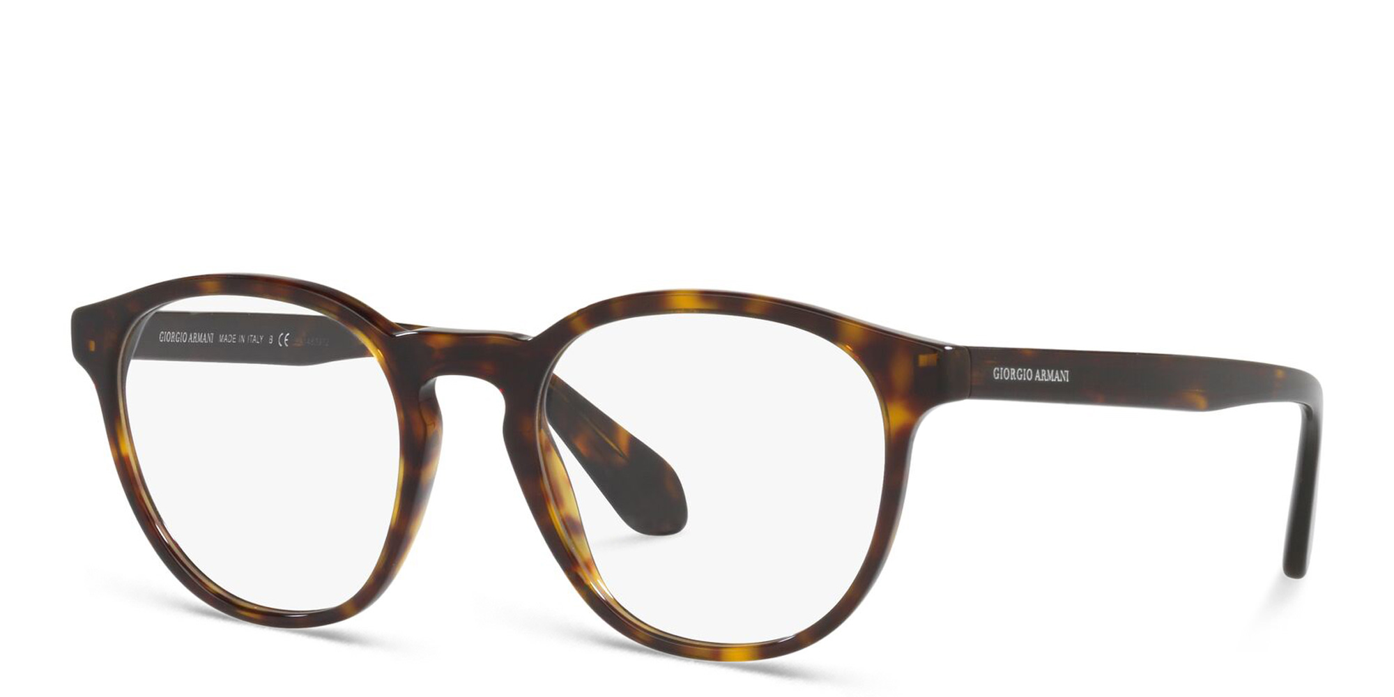 Shop GIORGIO ARMANI Round Eyeglasses in Shiny Havana online.