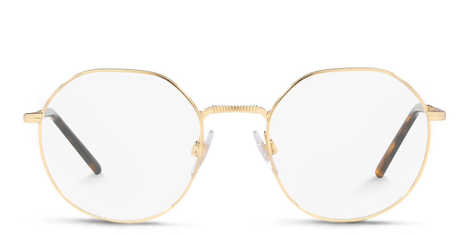 Shop Dolce & Gabbana Round Eyeglasses in Gold online.