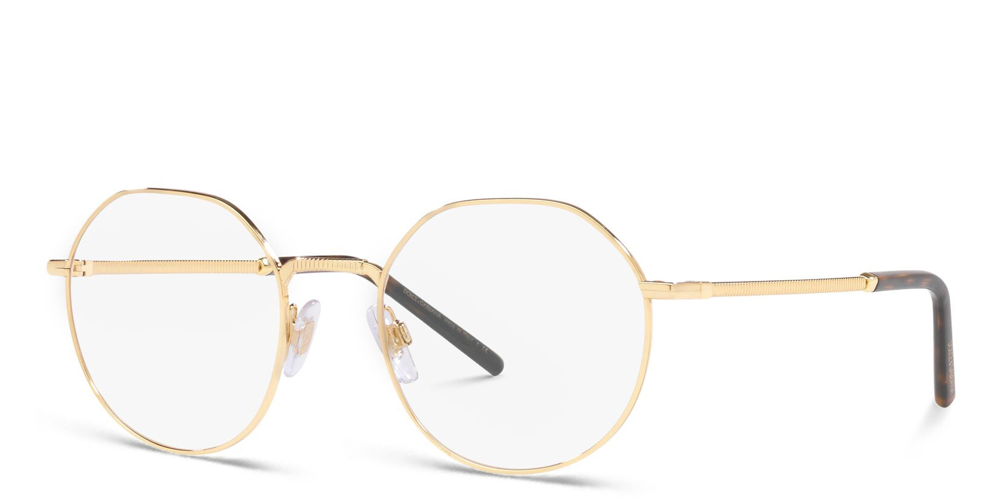 Shop Dolce & Gabbana Round Eyeglasses in Gold online.