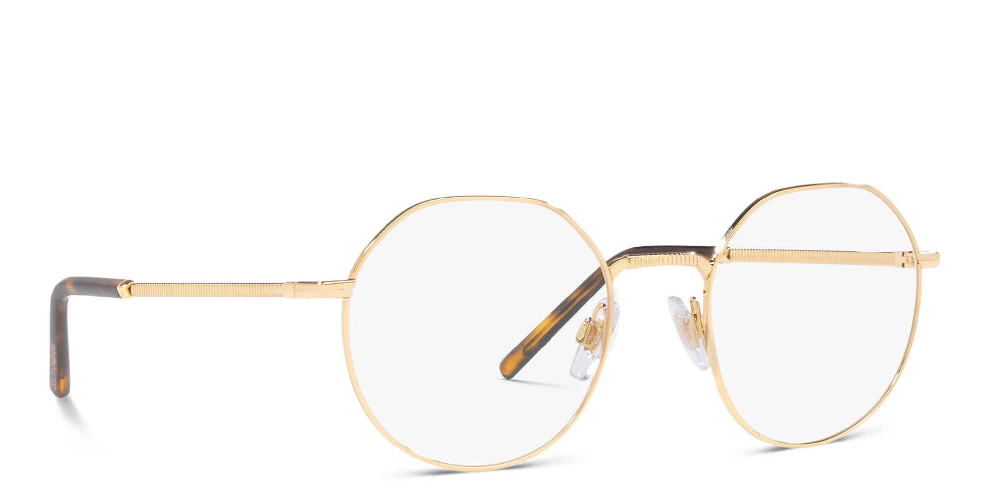 Shop Dolce & Gabbana Round Eyeglasses in Gold online.