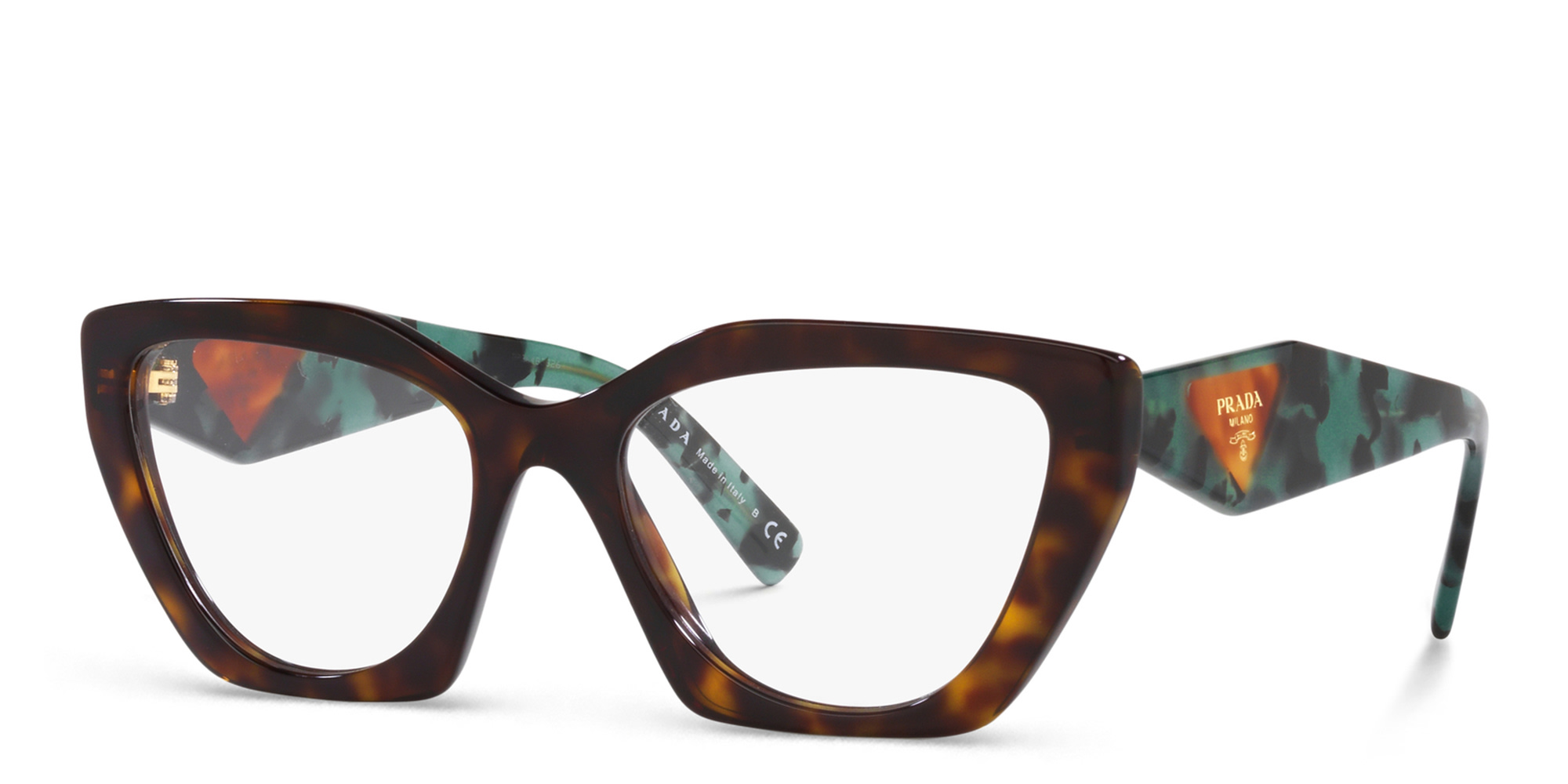 Shop PRADA Irregular Eyeglasses in Tortoise online.