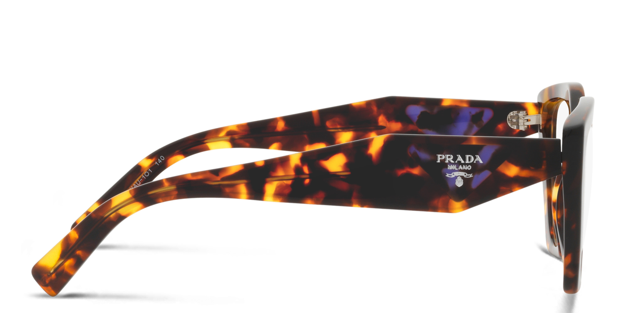 Shop PRADA Irregular Eyeglasses in Honey Tortoise online.