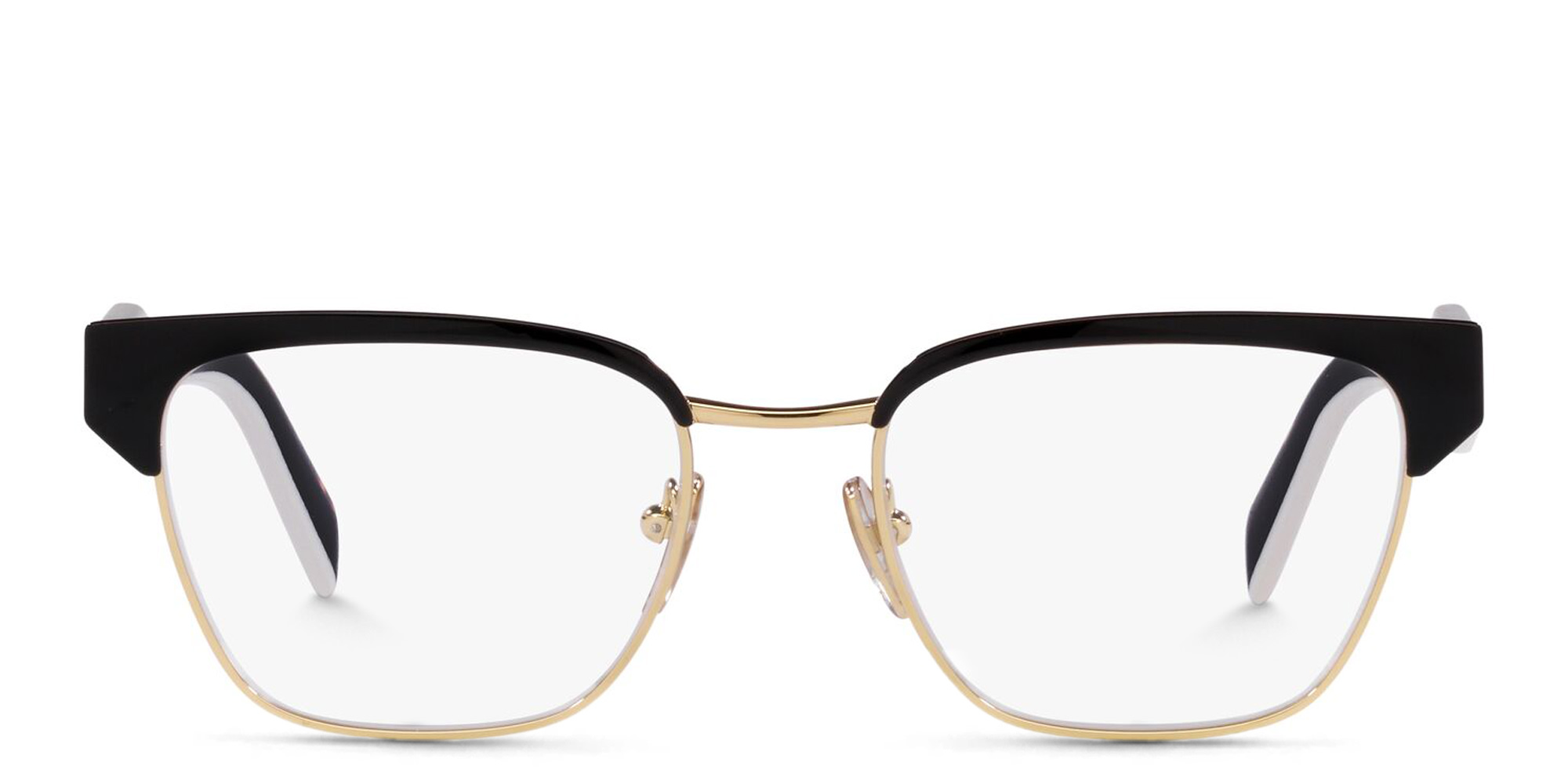 نظارة طبية بإطار غير منتظم من برادا بلون أسود/ذهبي باهت - صورة المنتج 1