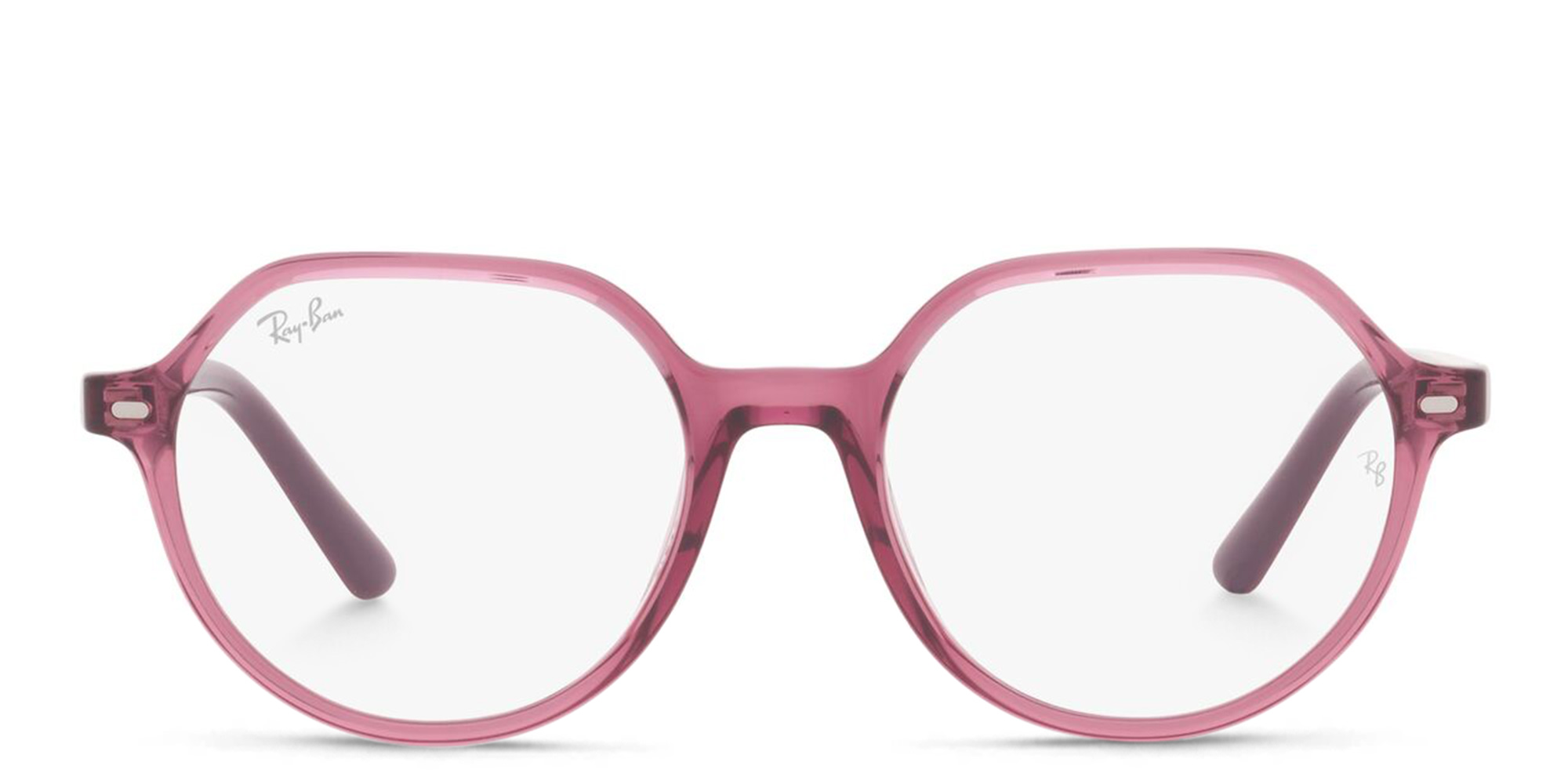 Shop Ray-Ban Junior Thalia Kids Irregular Eyeglasses in Transparent Pink online.