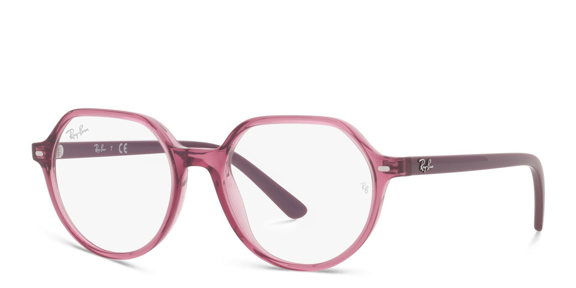 Shop Ray-Ban Junior Thalia Kids Irregular Eyeglasses in Transparent Pink online.