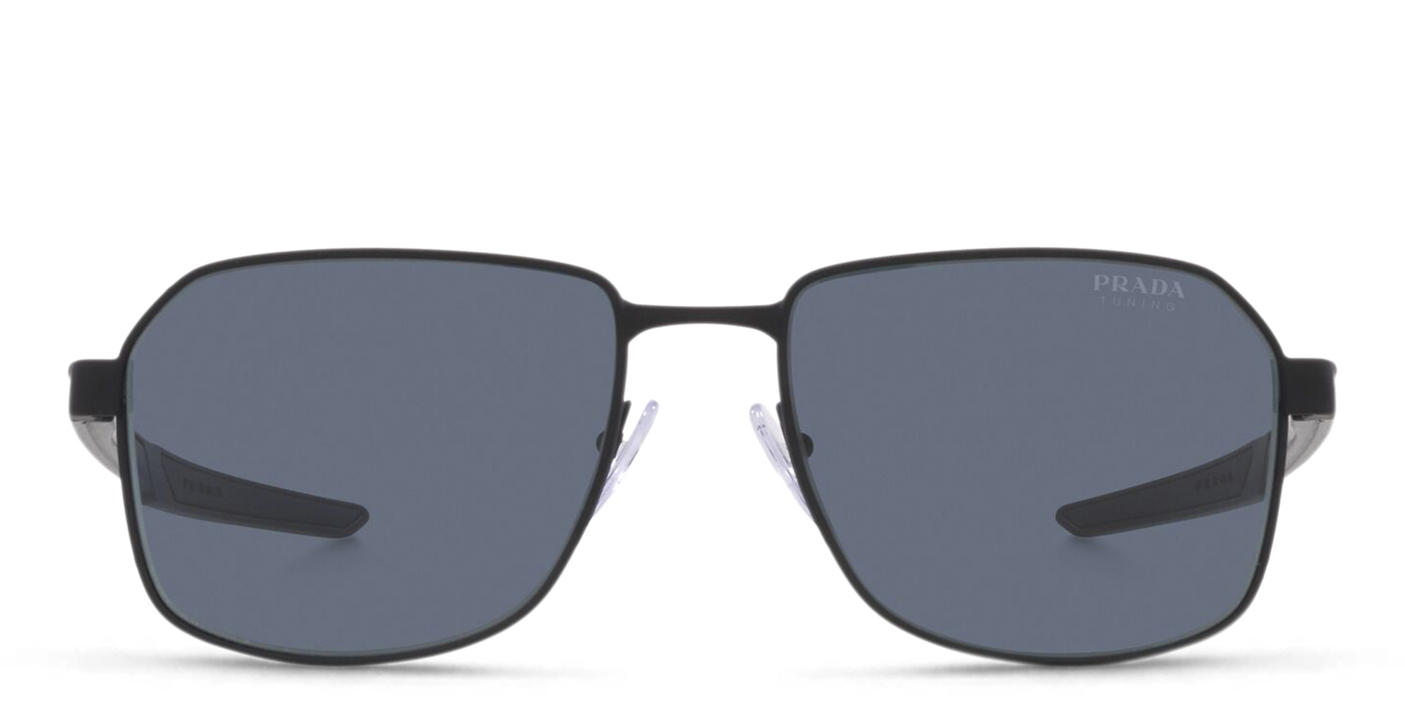 Shop Prada Linea Rossa Rectangle Sunglasses in Black online.