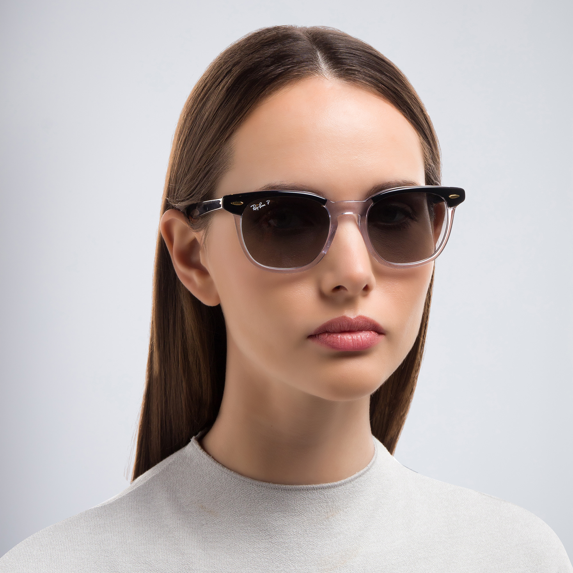 Shop Ray-Ban Hawkeye Unisex Square Sunglasses in Black On Transparent online.