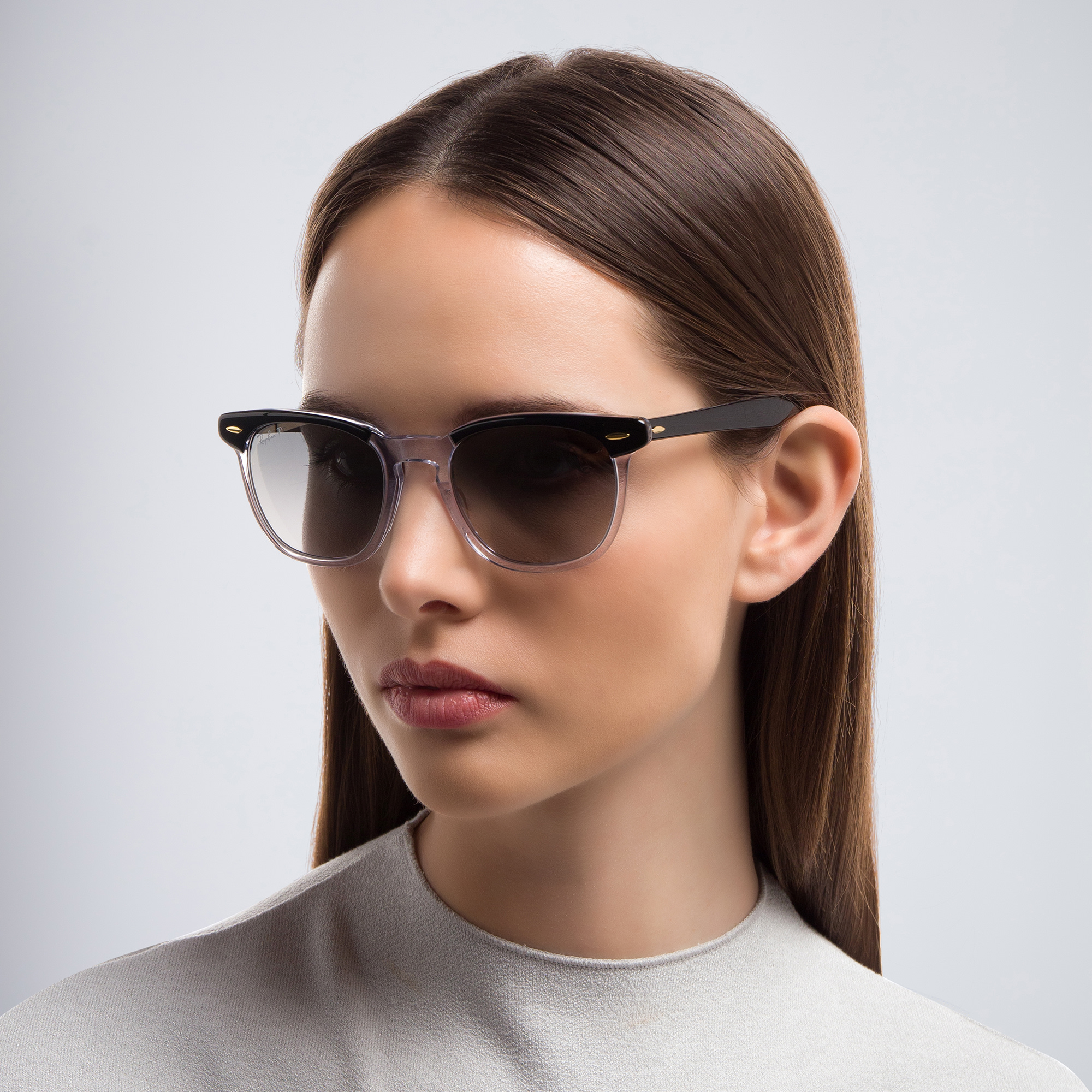 Shop Ray-Ban Hawkeye Unisex Square Sunglasses in Black On Transparent online.