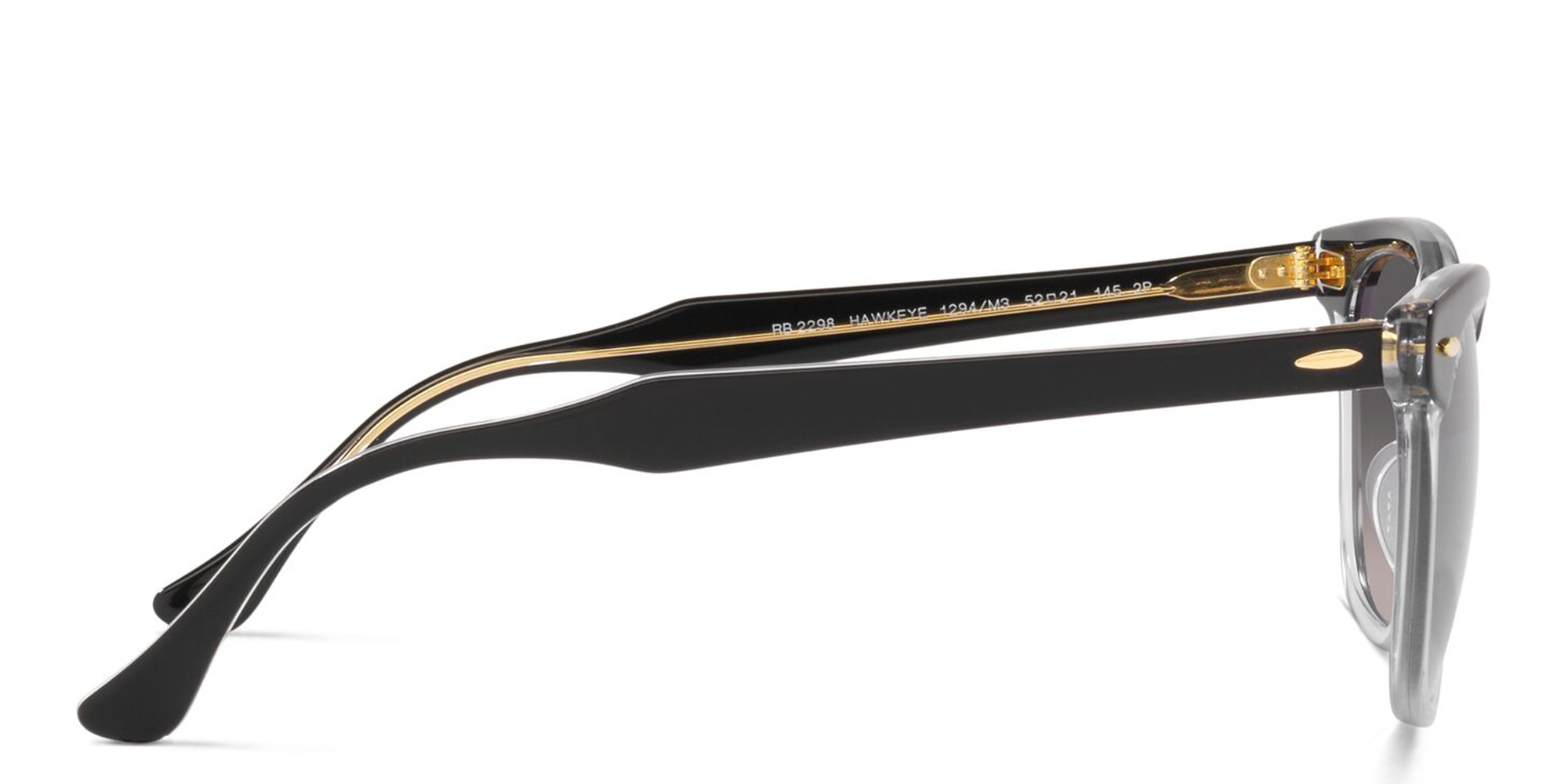 Shop Ray-Ban Hawkeye Unisex Square Sunglasses in Black On Transparent online.