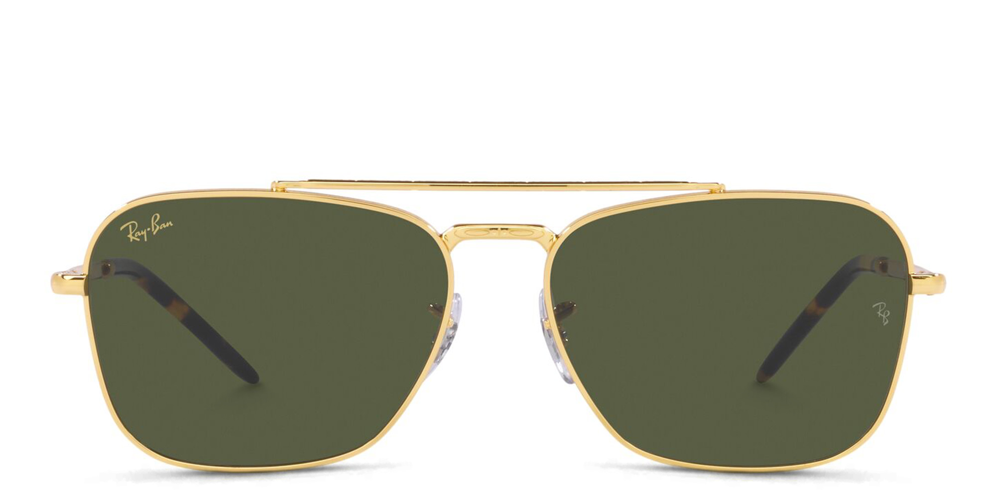 Shop Ray-Ban New Caravan Unisex Square Sunglasses in Gold online.