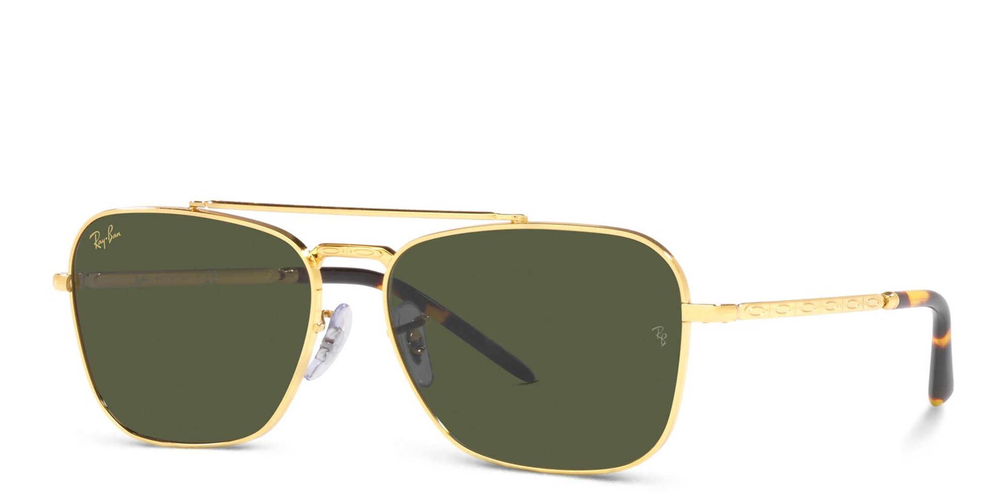 Shop Ray-Ban New Caravan Unisex Square Sunglasses in Gold online.