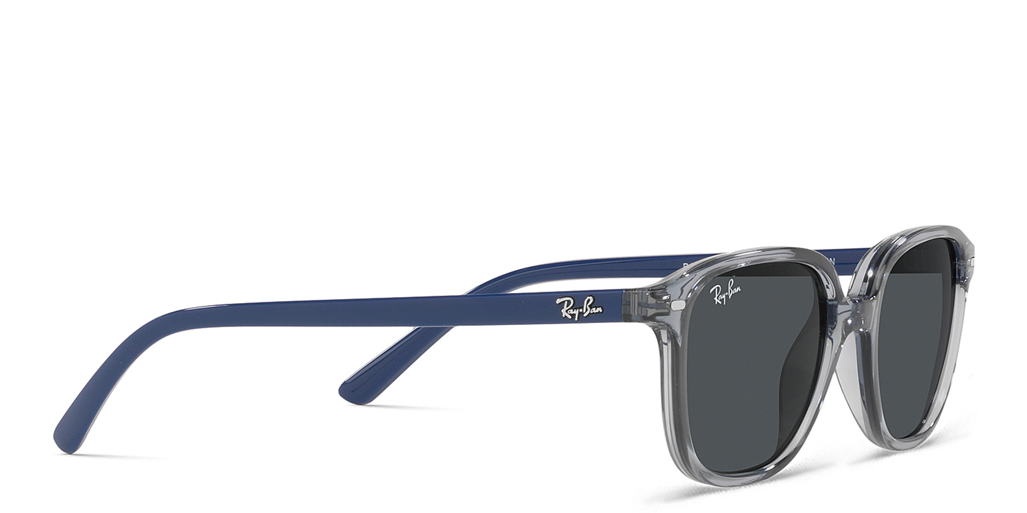Shop Ray-Ban Junior Leonard Kids Square Sunglasses in Transparent Blue online.