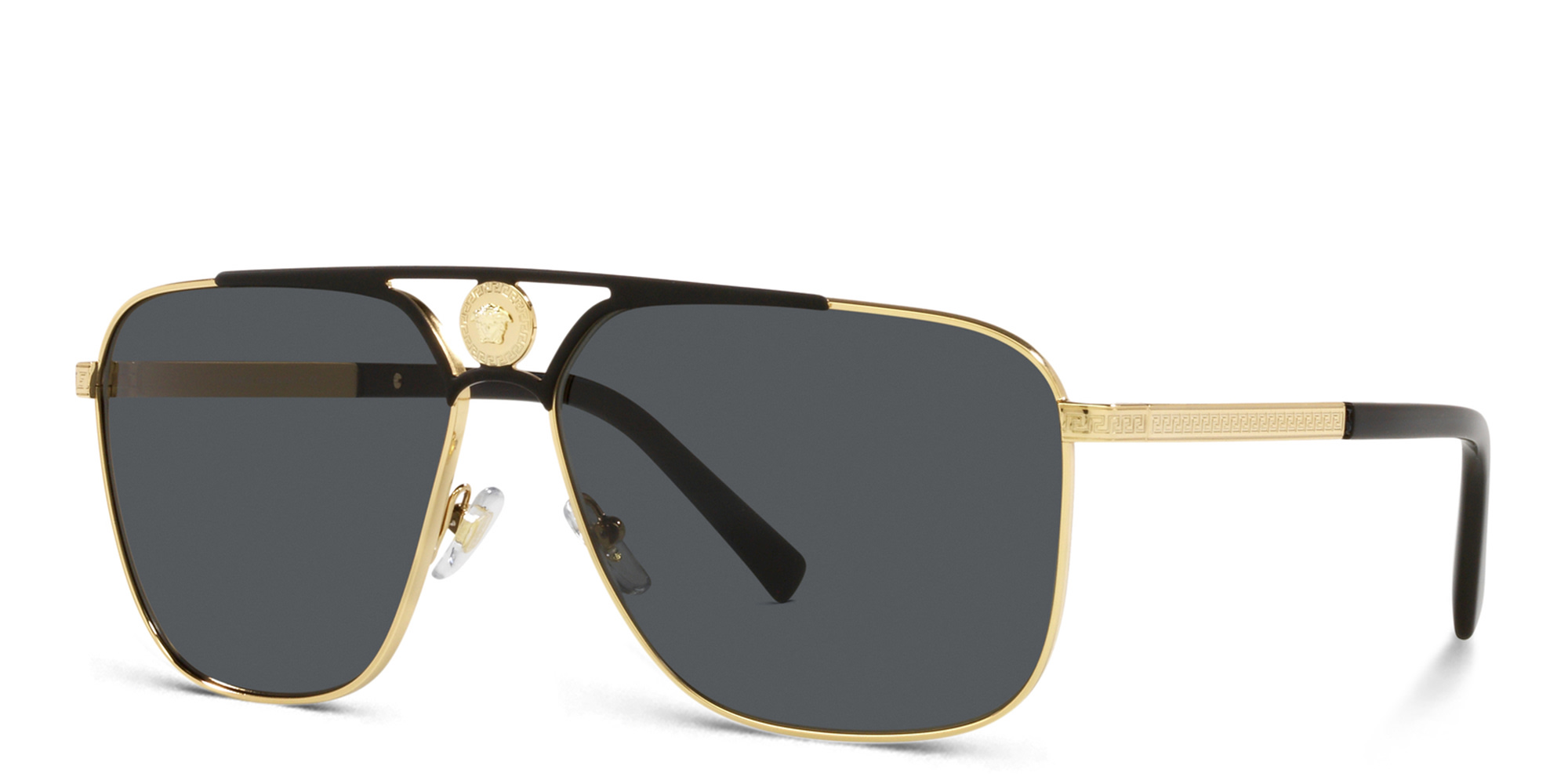 VERSACE Greca Rectangle Sunglasses in Gold/Matte Black – Product Photo 2