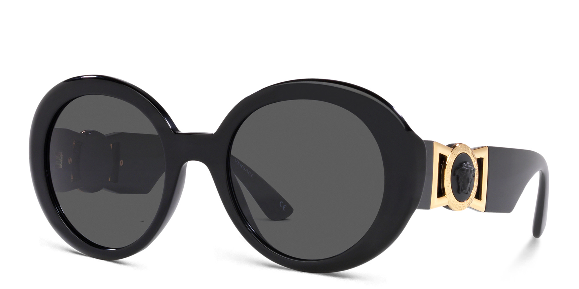 VERSACE Round Sunglasses in Black – Product Photo 2