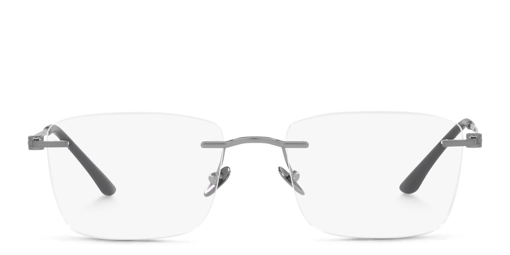 GIORGIO ARMANI Rimless Wide Rectangle Eyeglasses in Matte Gunmetal – Product Photo 1