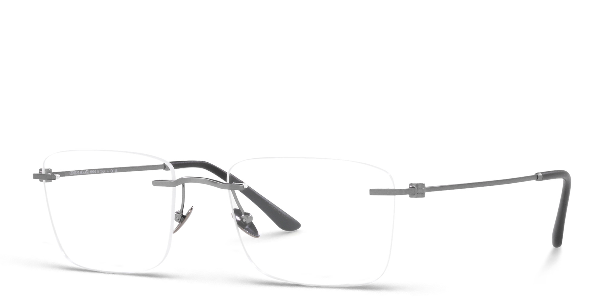 GIORGIO ARMANI Rimless Wide Rectangle Eyeglasses in Matte Gunmetal – Product Photo 2