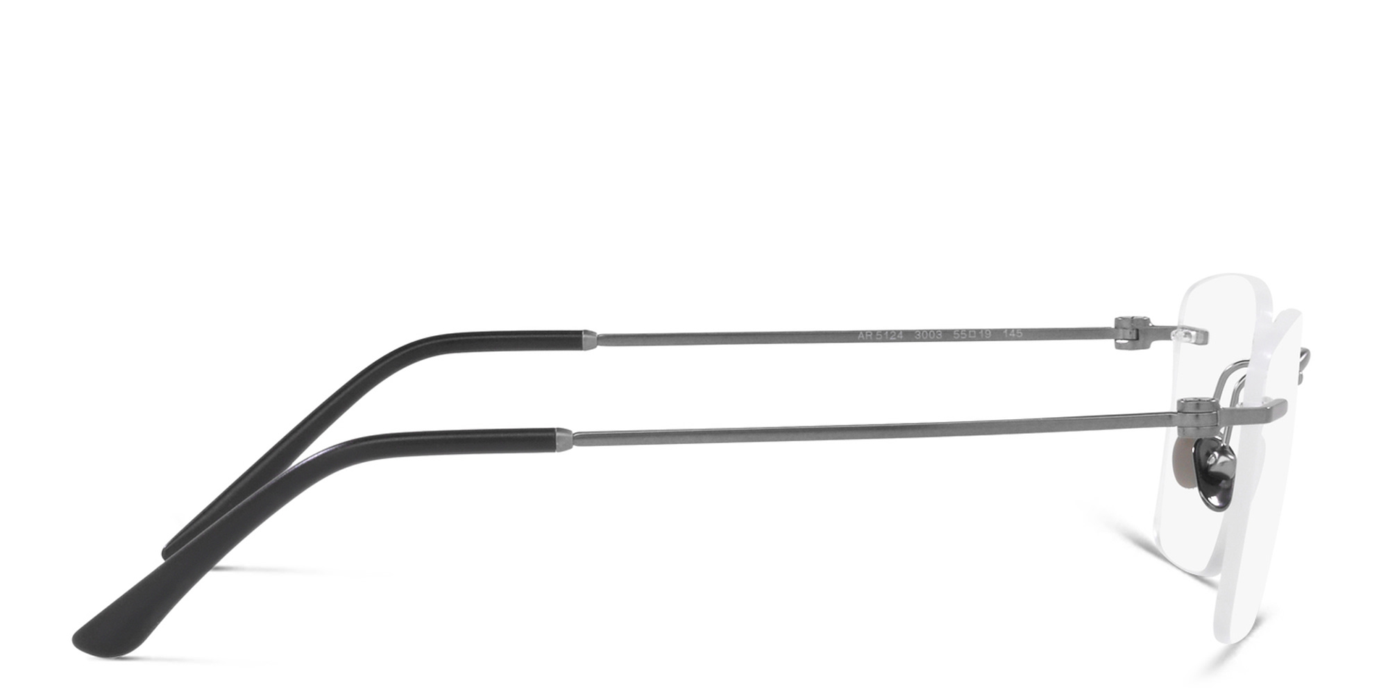 GIORGIO ARMANI Rimless Wide Rectangle Eyeglasses in Matte Gunmetal – Product Photo 3