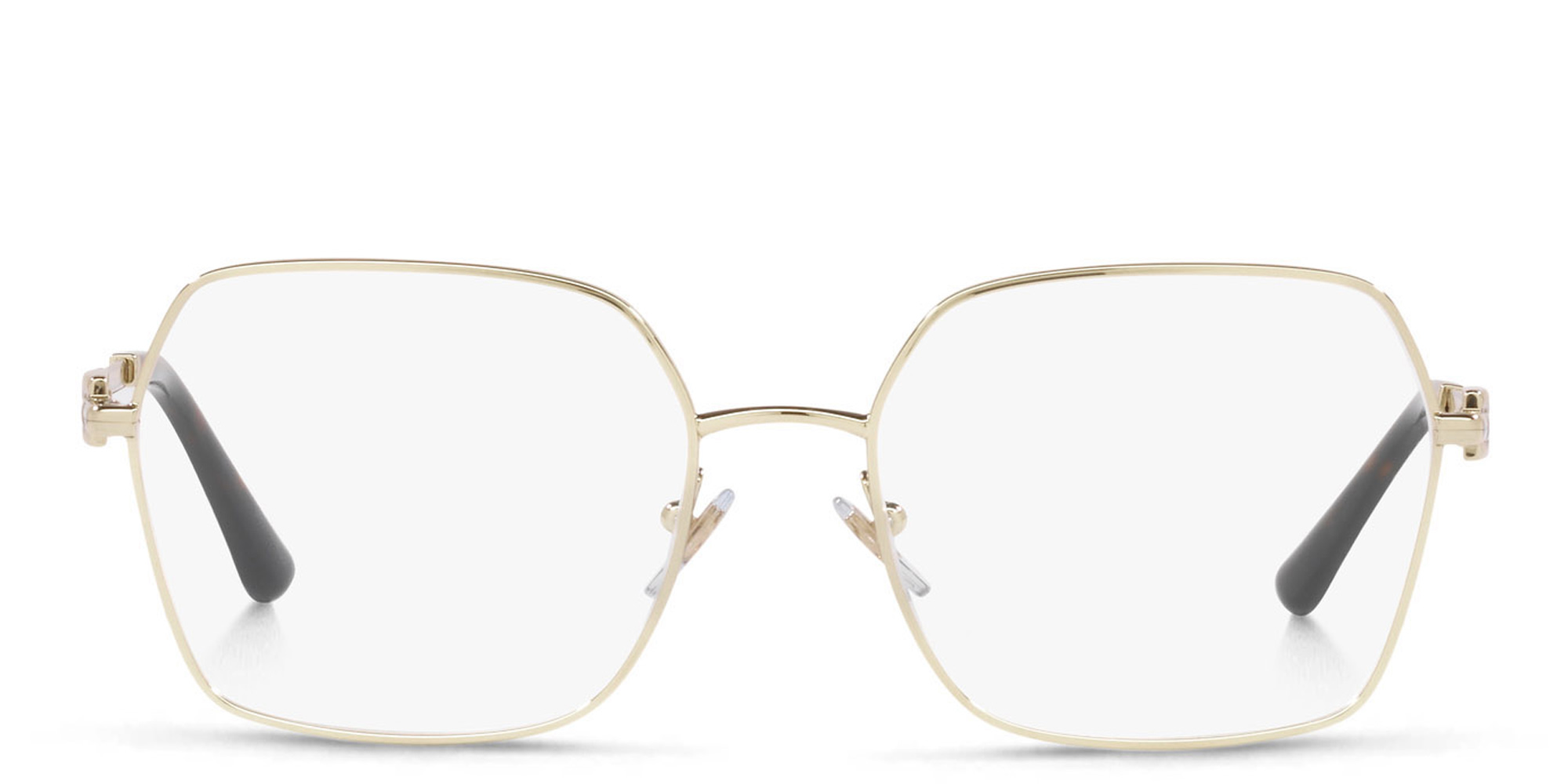 Shop BVLGARI Square Eyeglasses in Pale Gold online.