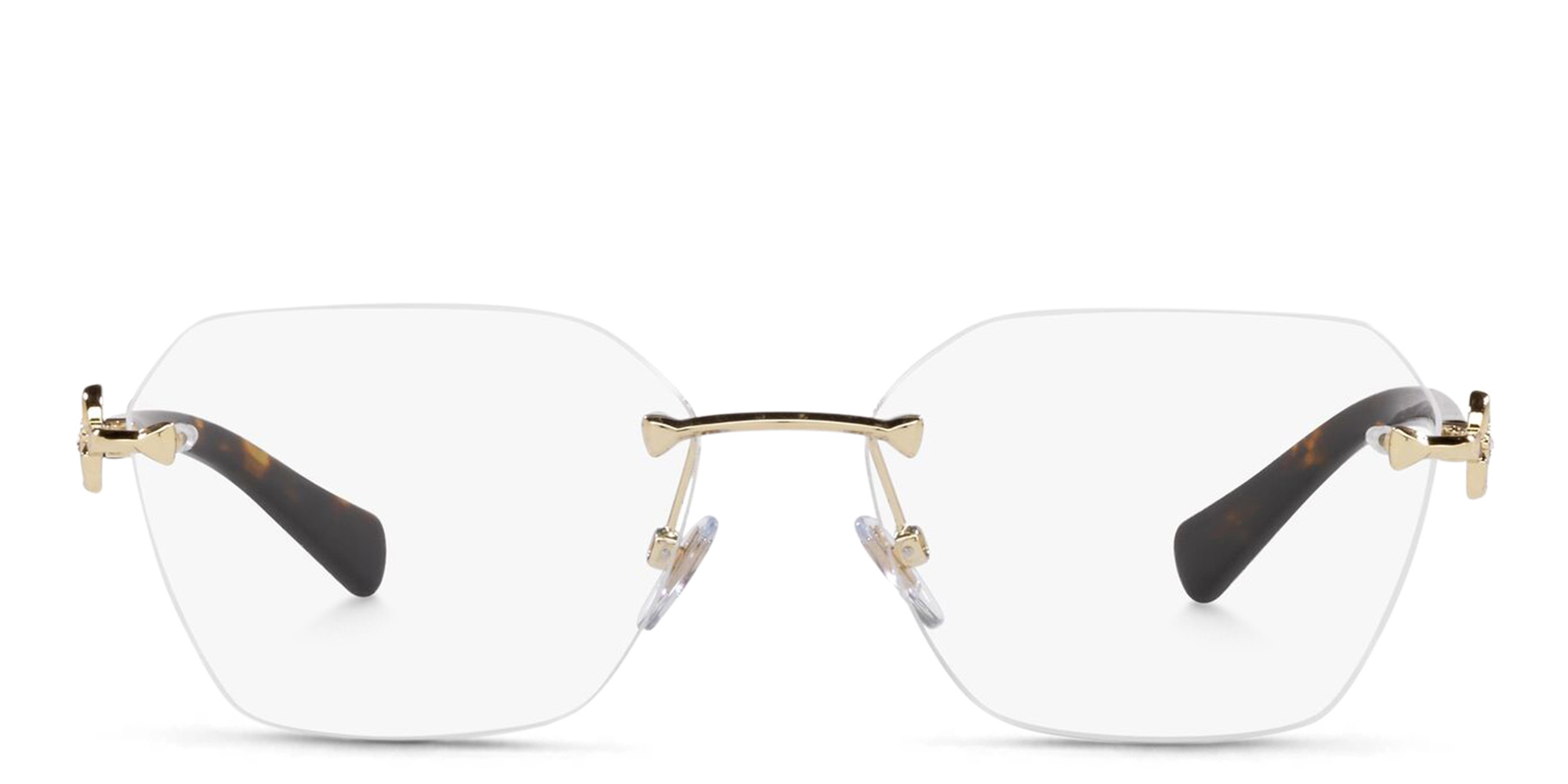 BVLGARI Rimless Irregular Wide Eyeglasses in Pale Gold – Product Photo 1