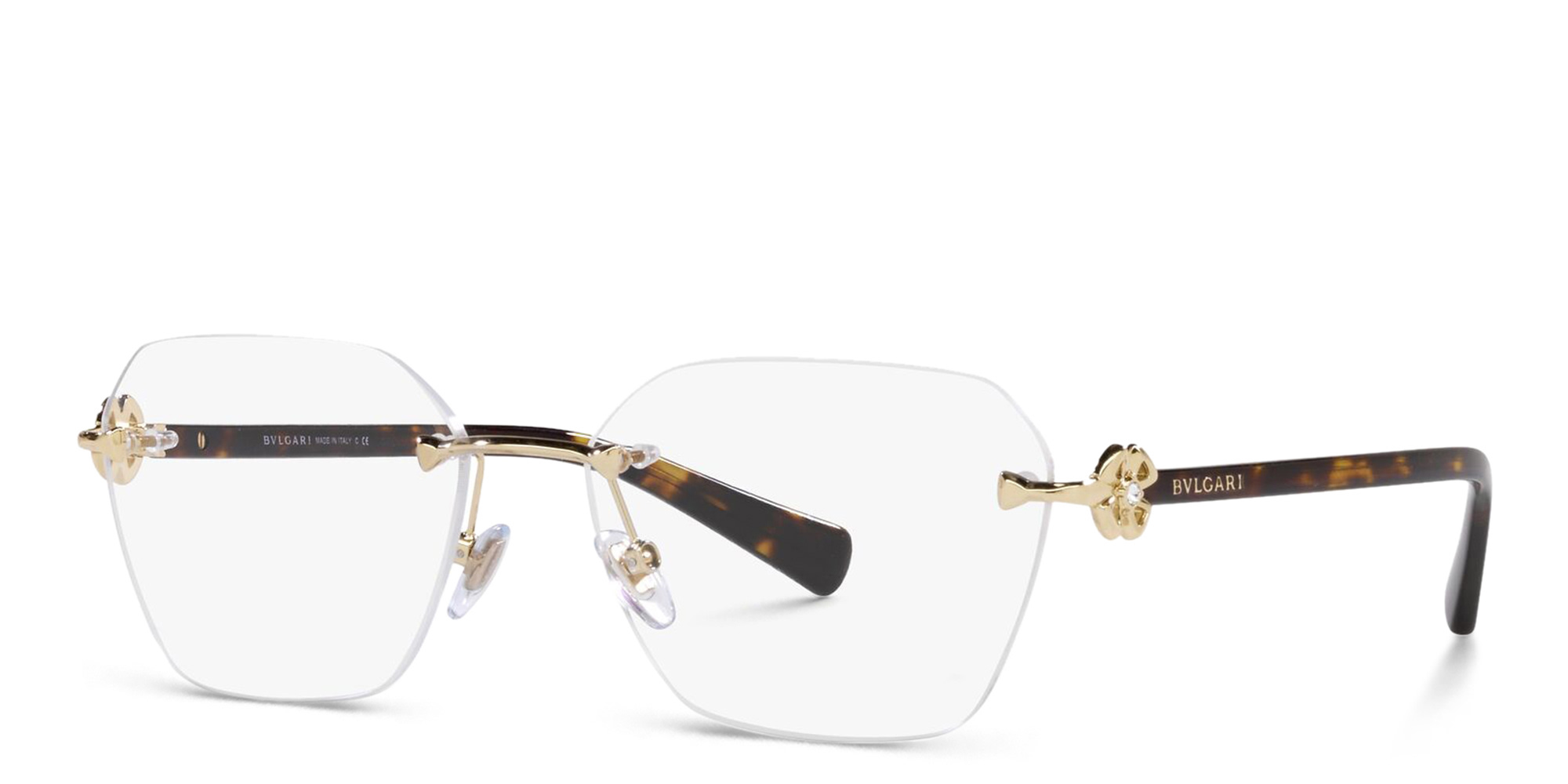 BVLGARI Rimless Irregular Wide Eyeglasses in Pale Gold – Product Photo 2