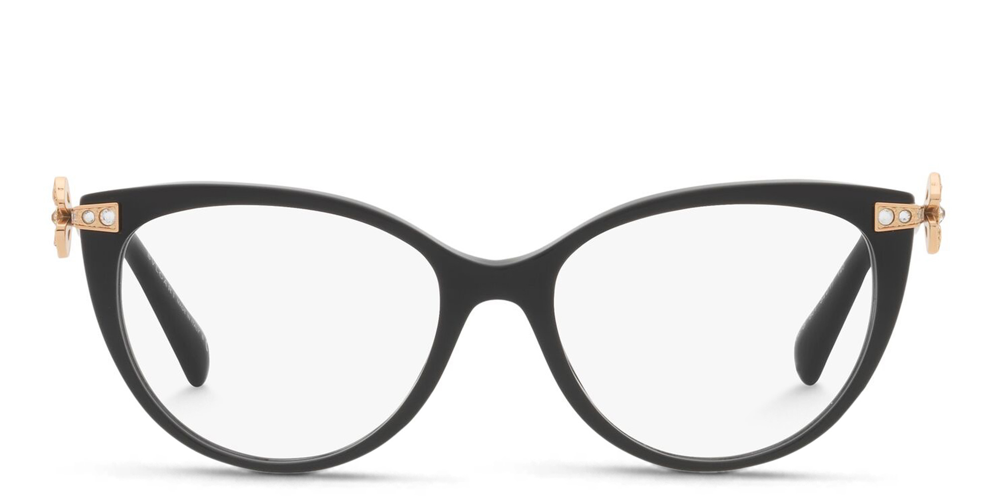 Shop BVLGARI Cat Eye Eyeglasses in Black online.