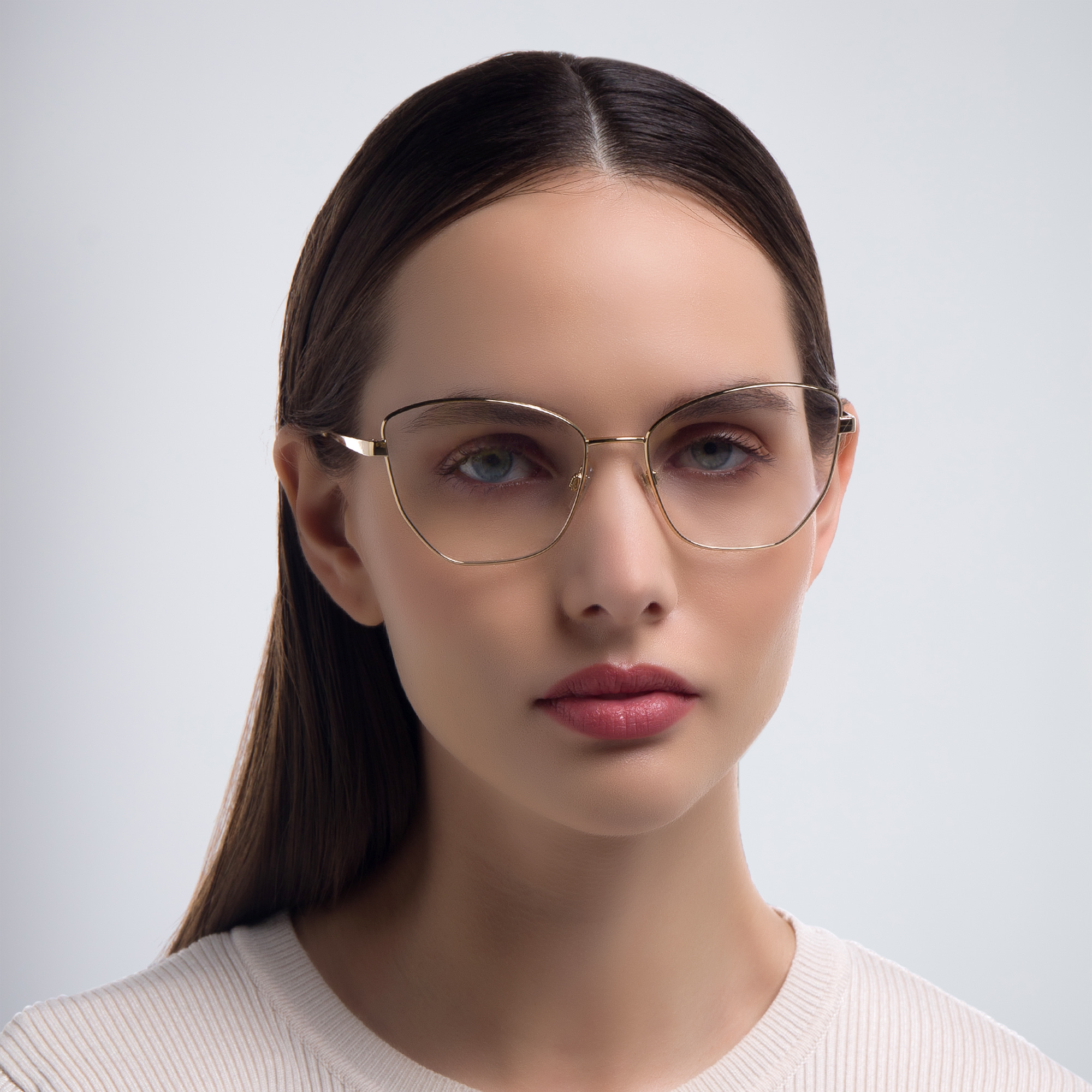 Shop Dolce & Gabbana Wide Butterfly Eyeglasses in Gold online.