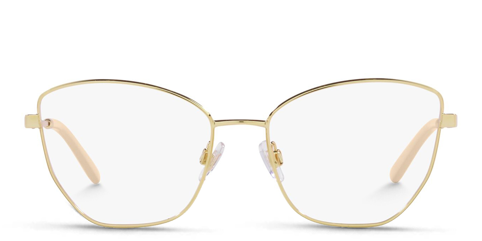 Shop Dolce & Gabbana Wide Butterfly Eyeglasses in Gold online.