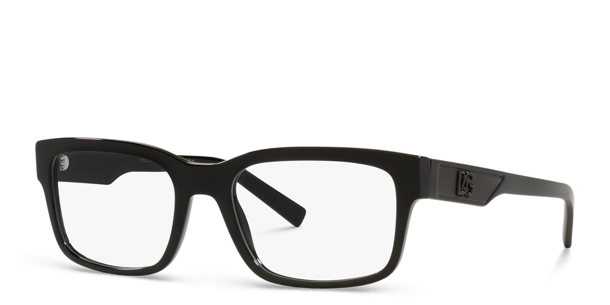 Shop Dolce & Gabbana Wide Rectangle Eyeglasses in Black online.