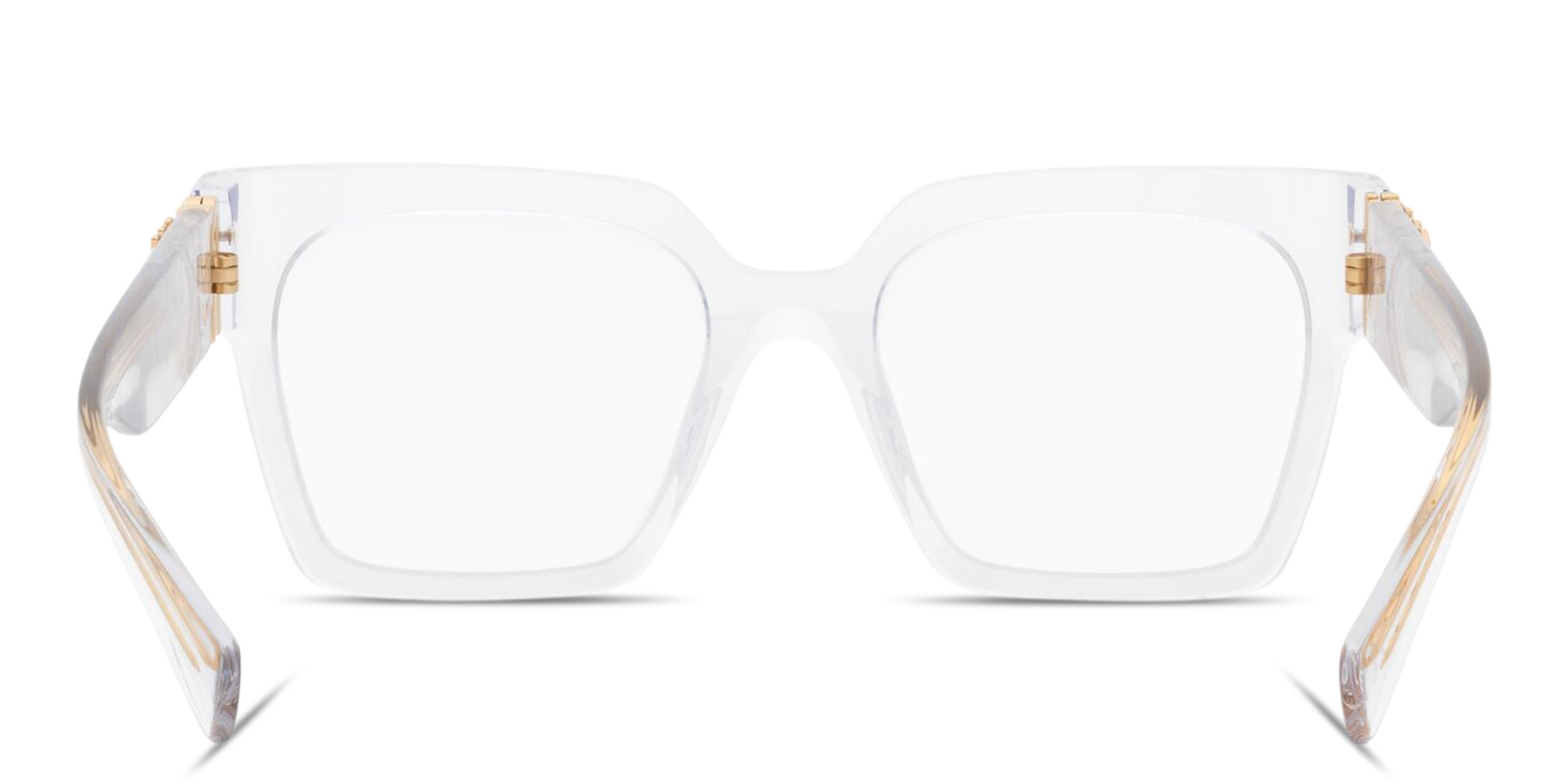 Shop MIU MIU Vertical Logo Square Eyeglasses in Clear online.
