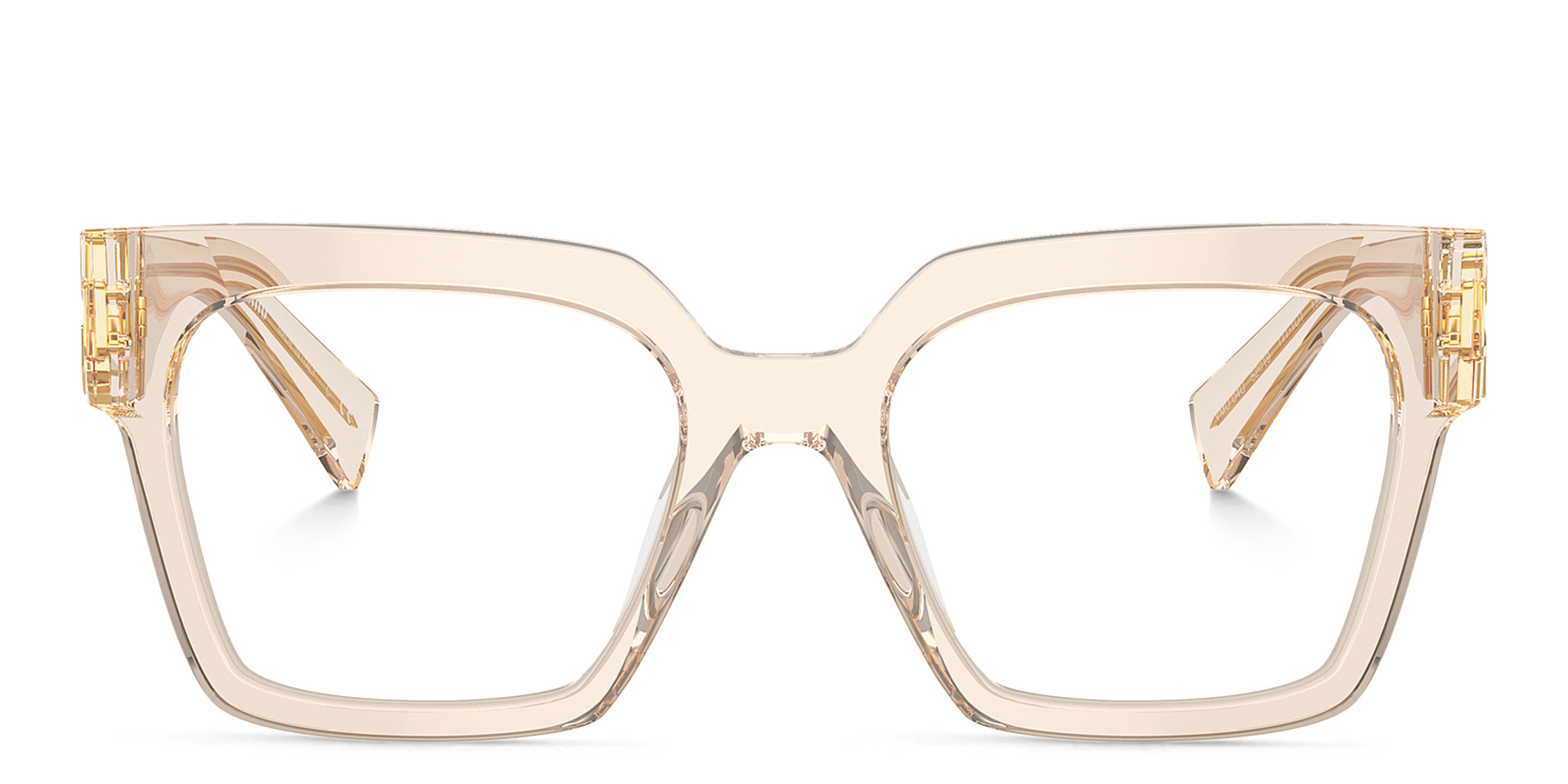 MIU MIU Vertical Logo Square Eyeglasses in Matte Sand – Product Photo 1