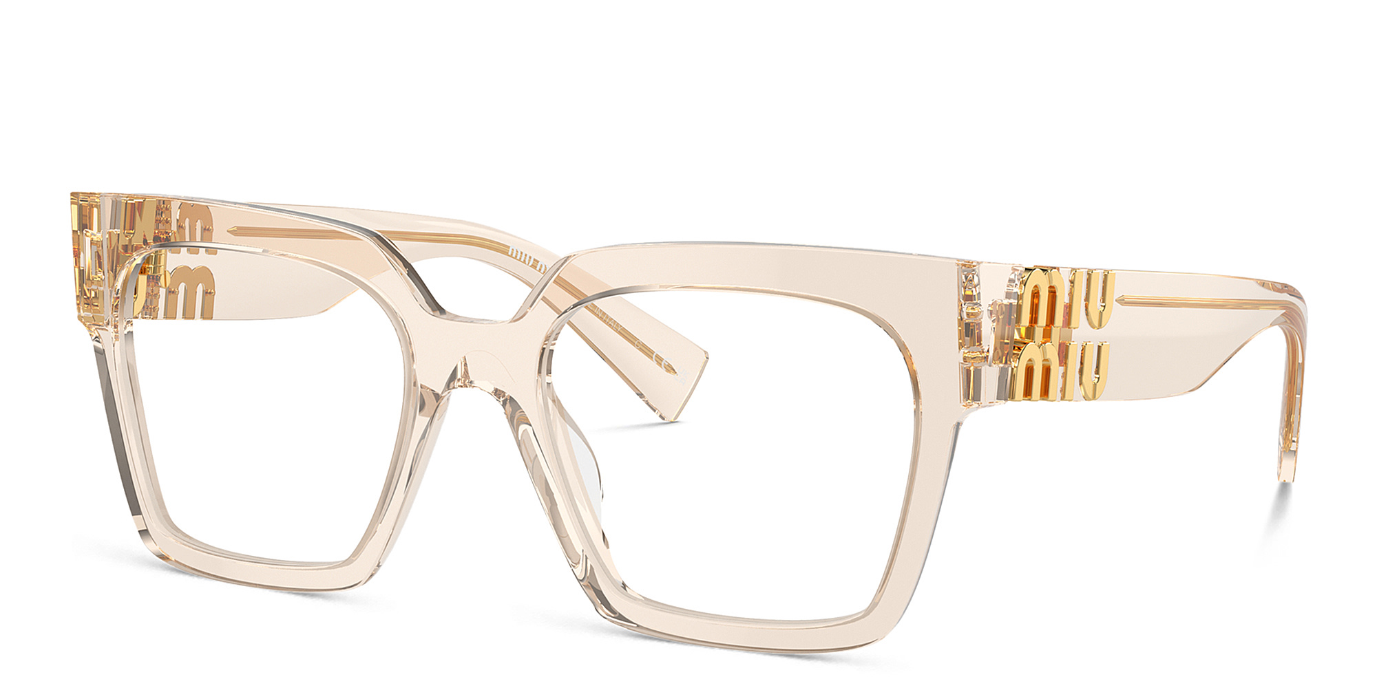 MIU MIU Vertical Logo Square Eyeglasses in Matte Sand – Product Photo 2