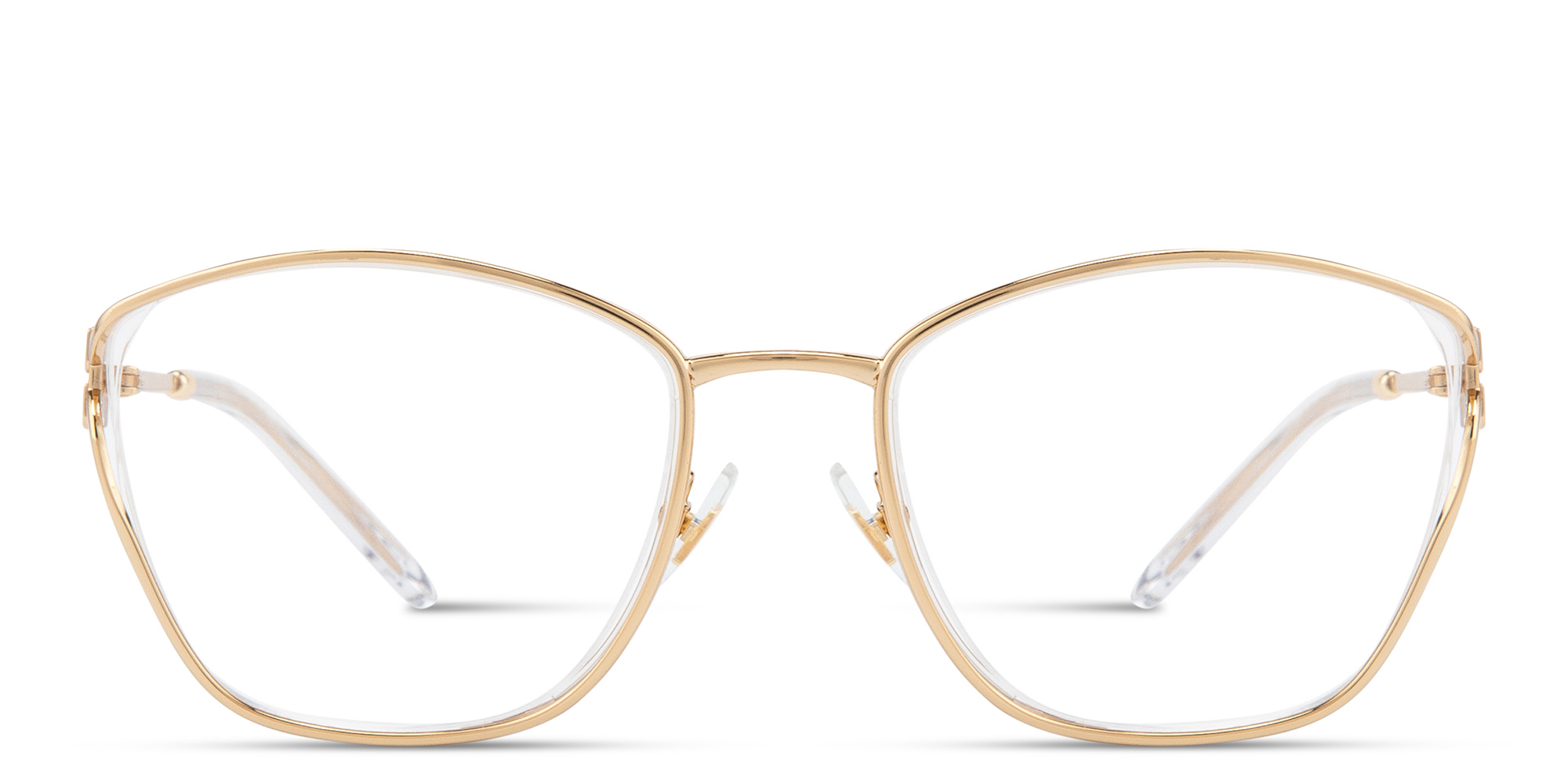 Shop MIU MIU Wide Irregular Eyeglasses in Gold online.