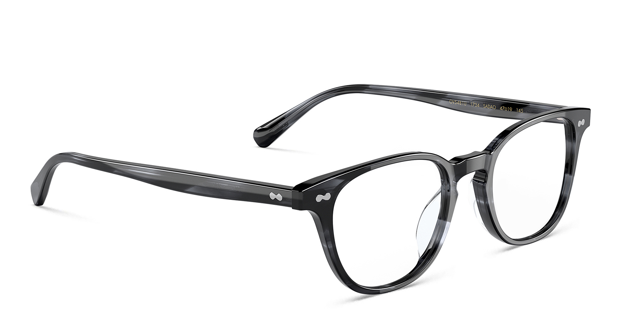 Shop OLIVER PEOPLES Sadao Unisex Pillow Eyeglasses in Dark Blue Smoke online.