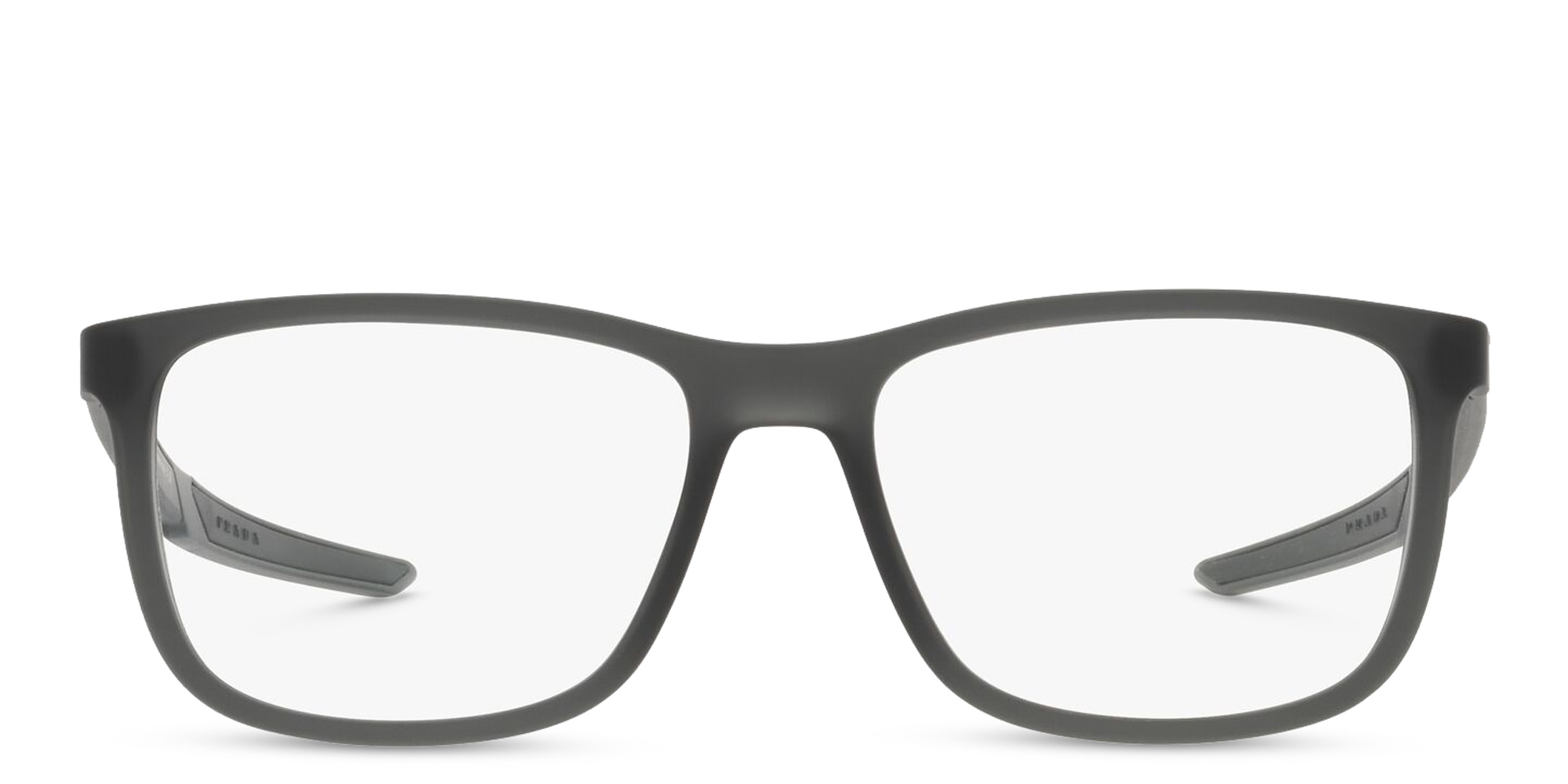 Prada Linea Rossa Wide Pillow Eyeglasses in Transparent Black – Product Photo 1