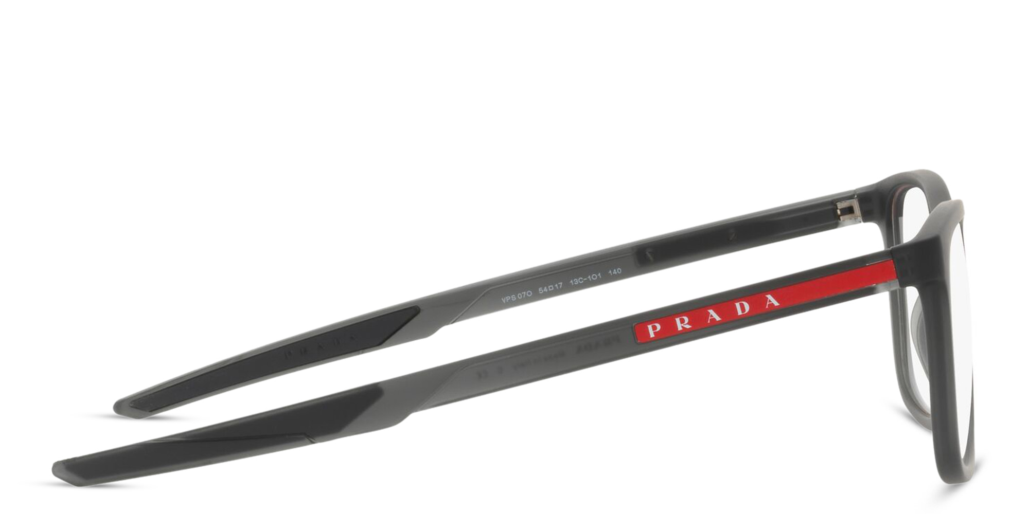 Prada Linea Rossa Wide Pillow Eyeglasses in Transparent Black – Product Photo 3