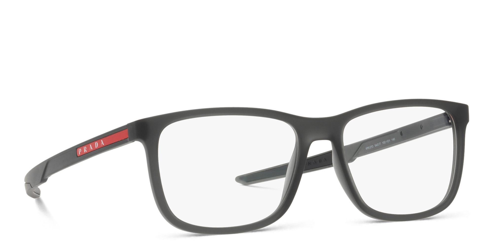 Prada Linea Rossa Wide Pillow Eyeglasses in Transparent Black – Product Photo 4