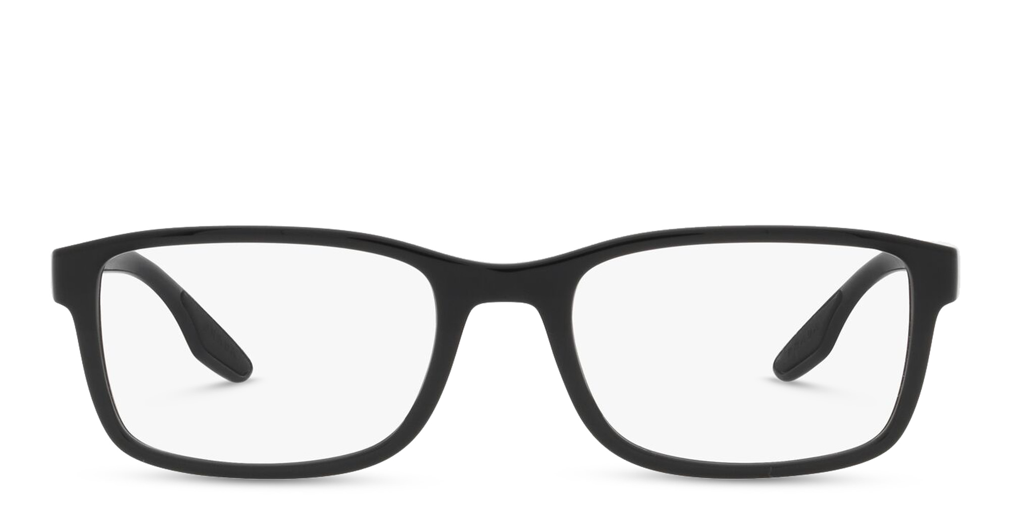Shop Prada Linea Rossa Wide Rectangle Eyeglasses in Black online.