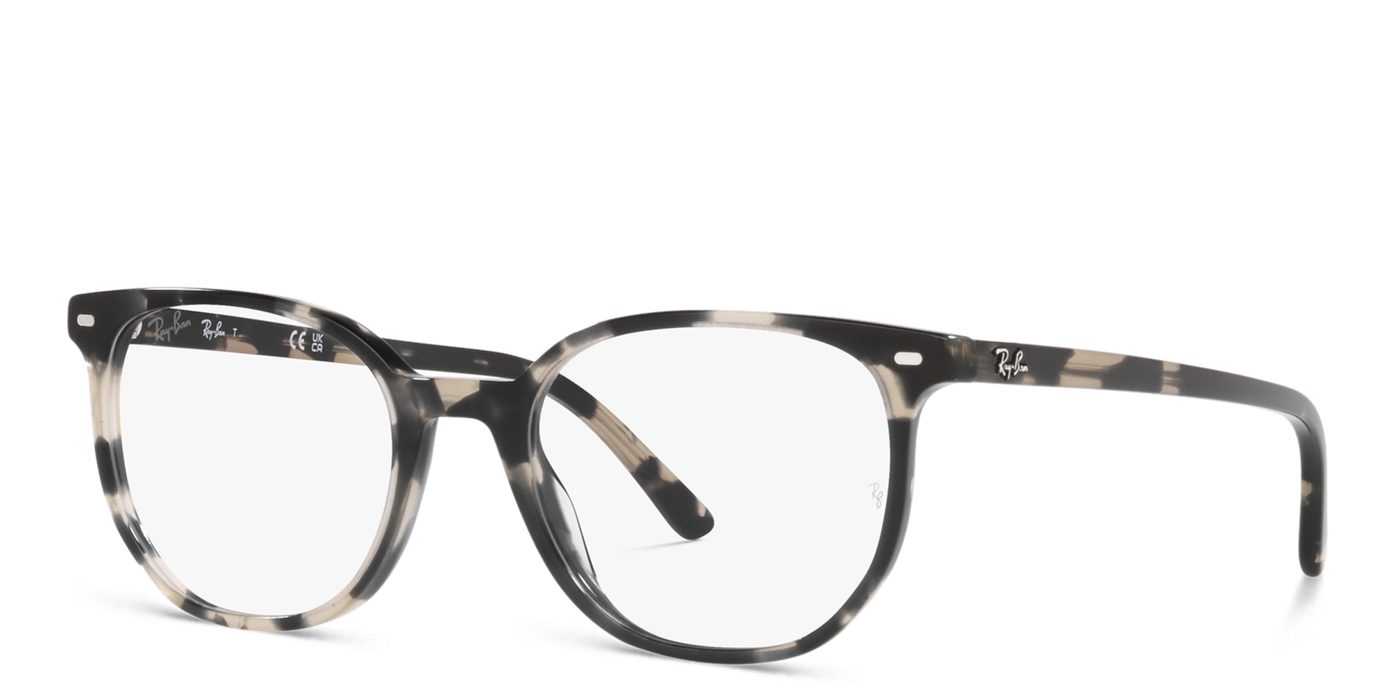 Shop Ray-Ban Elliot Unisex Irregular Eyeglasses in Grey Havana online.