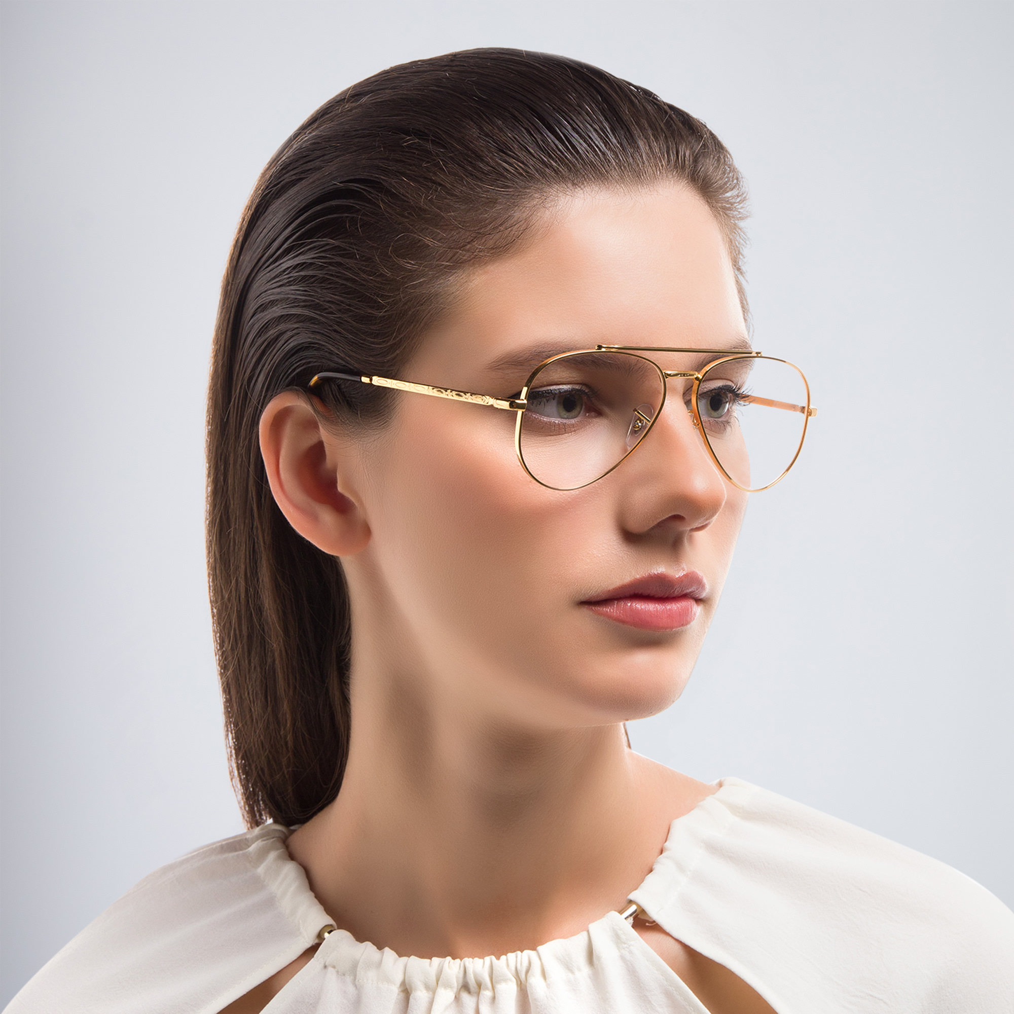Ray-Ban Unisex Wide Pilot Eyeglasses in Gold – Product Photo 5
